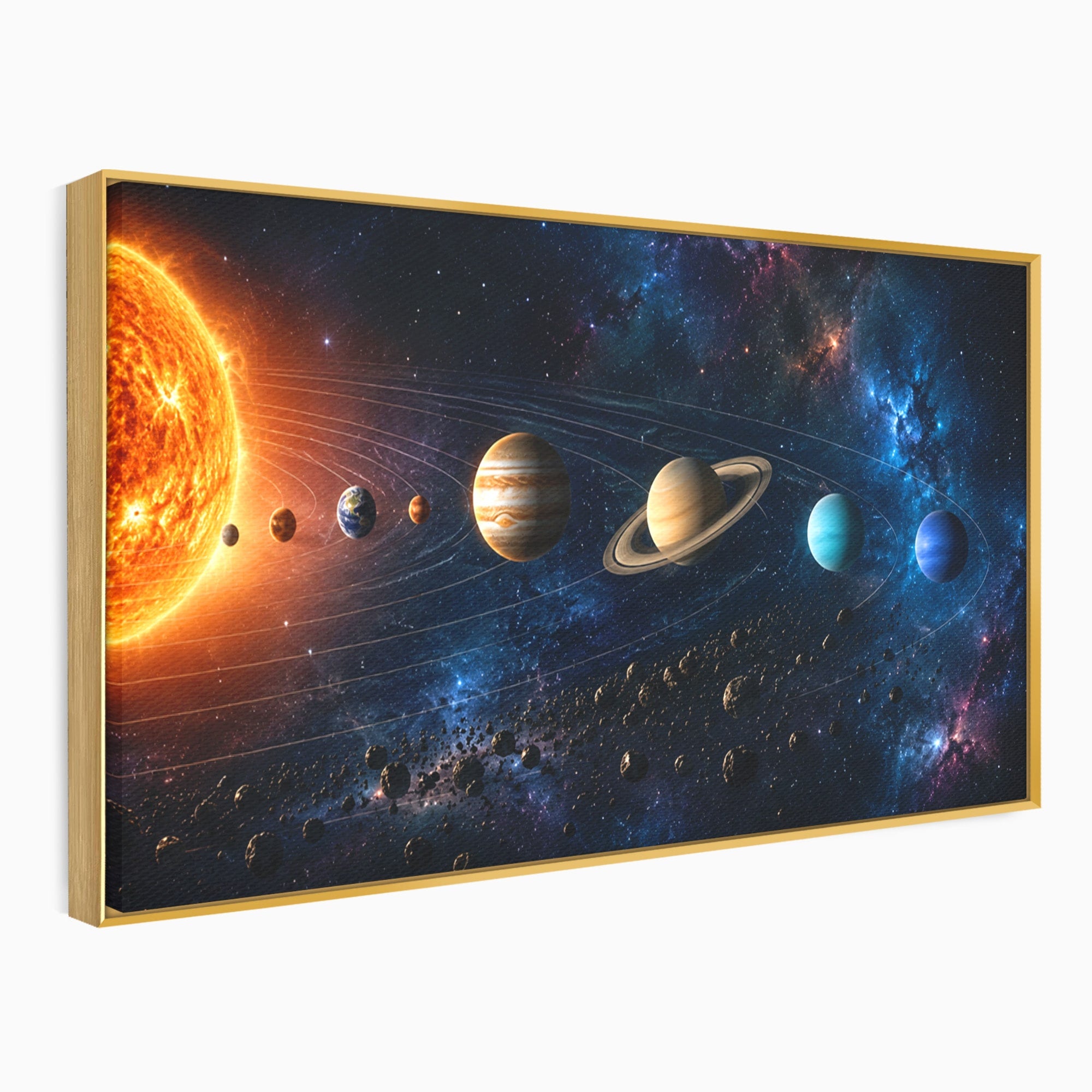 Tablou Canvas Premium LuxCanva® S1046, Sistem Solar Cosmic, Sistem Solar, Planete, Spatiu, Astronomie, Birou, Culori Vibrante
