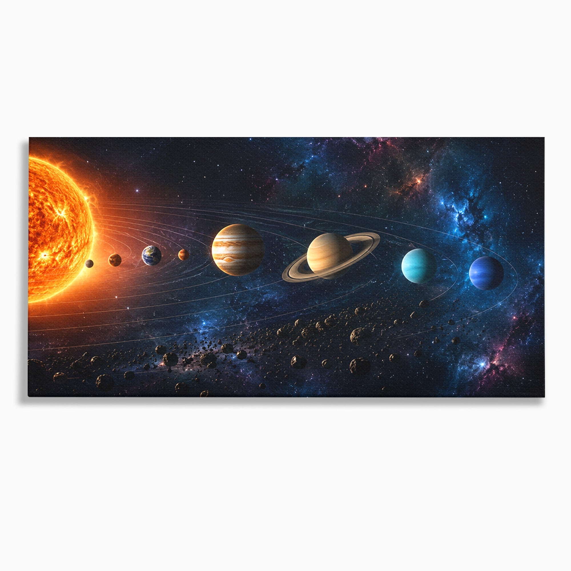 Tablou Canvas Premium LuxCanva® S1046, Sistem Solar Cosmic, Sistem Solar, Planete, Spatiu, Astronomie, Birou, Culori Vibrante