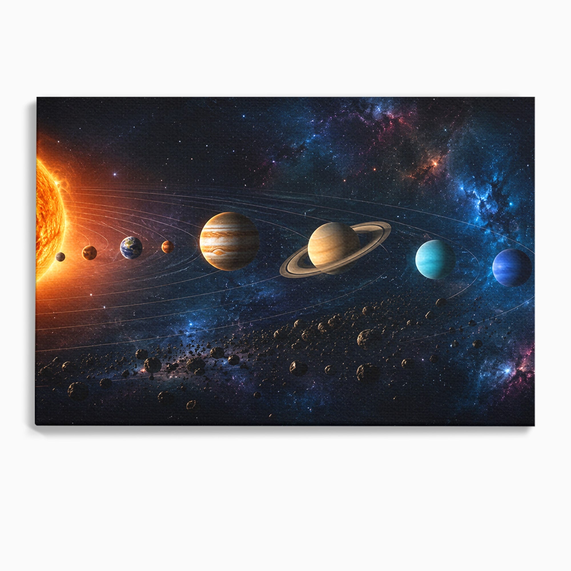 Tablou Canvas Premium LuxCanva® S1046, Sistem Solar Cosmic, Sistem Solar, Planete, Spatiu, Astronomie, Birou, Culori Vibrante