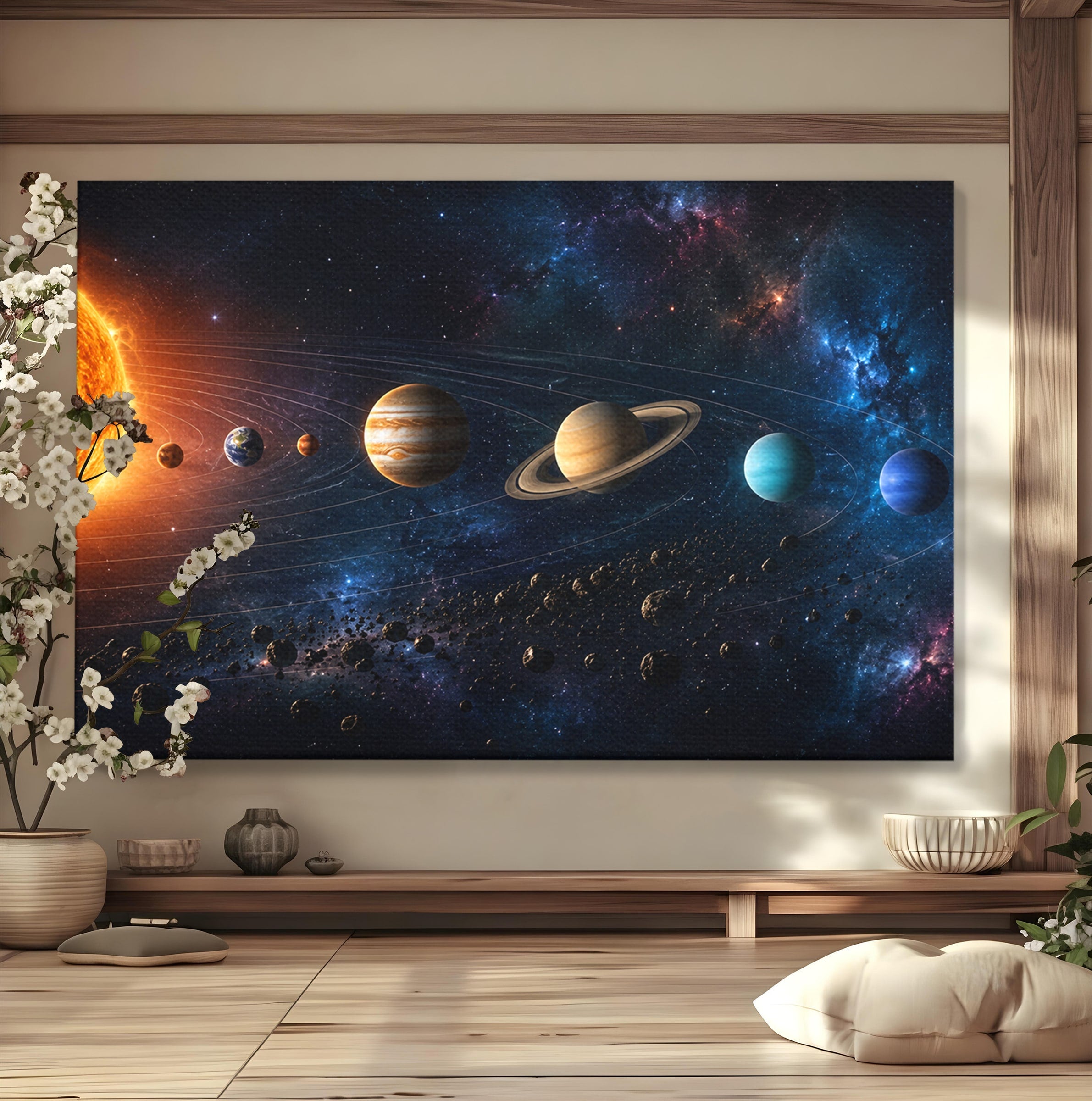 Tablou Canvas Premium LuxCanva® S1046, Sistem Solar Cosmic, Sistem Solar, Planete, Spatiu, Astronomie, Birou, Culori Vibrante