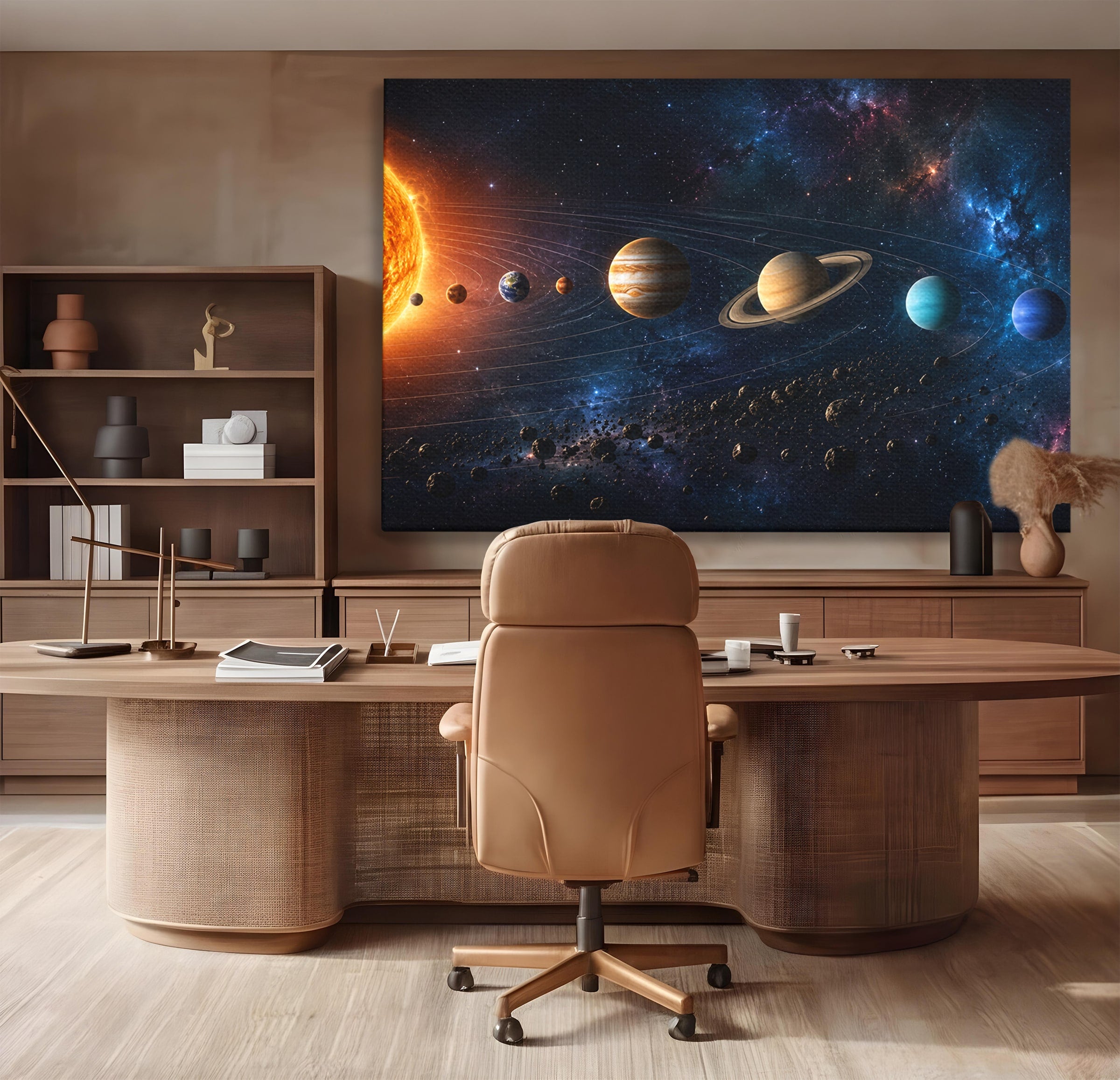 Tablou Canvas Premium LuxCanva® S1046, Sistem Solar Cosmic, Sistem Solar, Planete, Spatiu, Astronomie, Birou, Culori Vibrante
