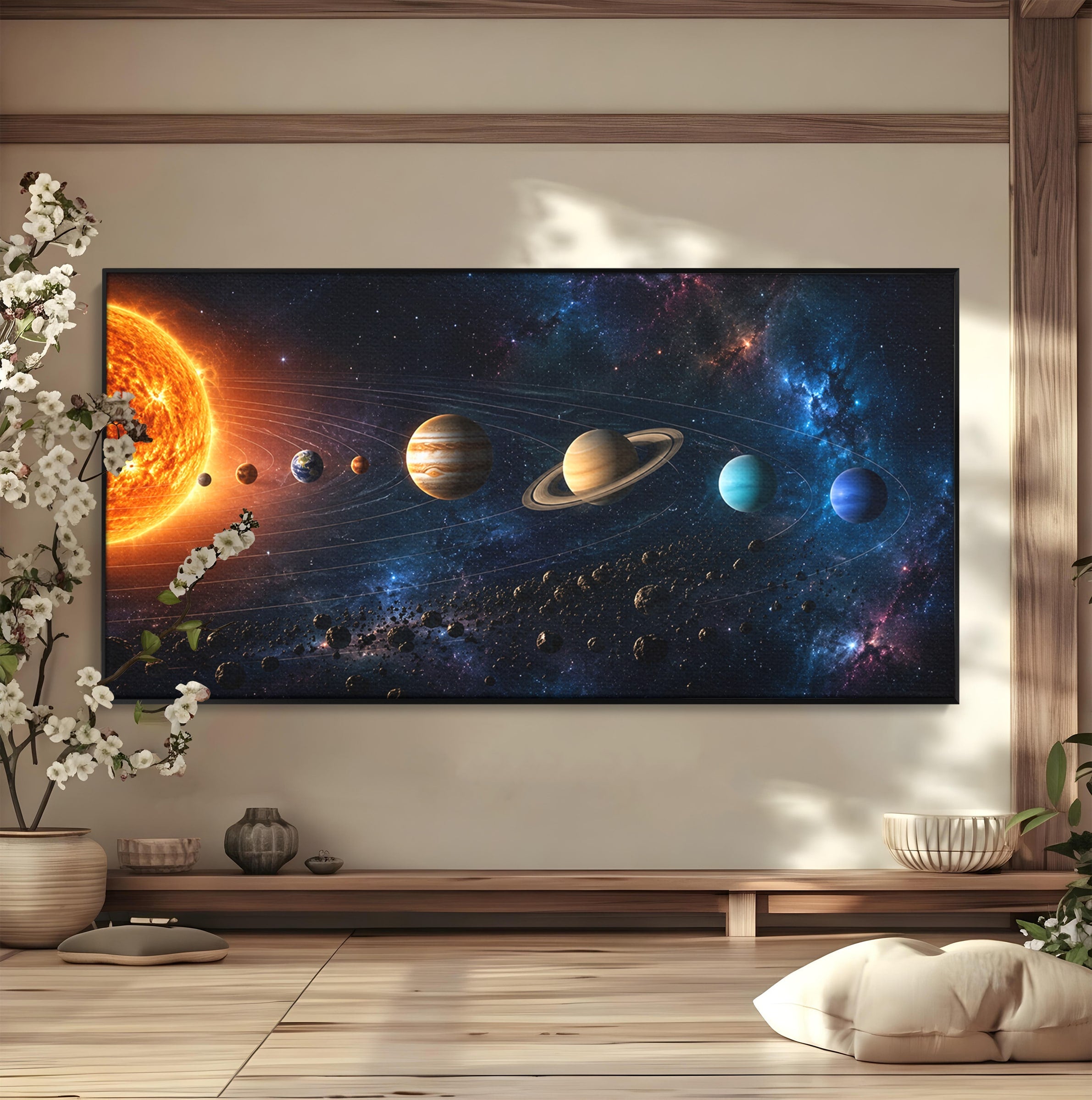 Tablou Canvas Premium LuxCanva® S1046, Sistem Solar Cosmic, Sistem Solar, Planete, Spatiu, Astronomie, Birou, Culori Vibrante