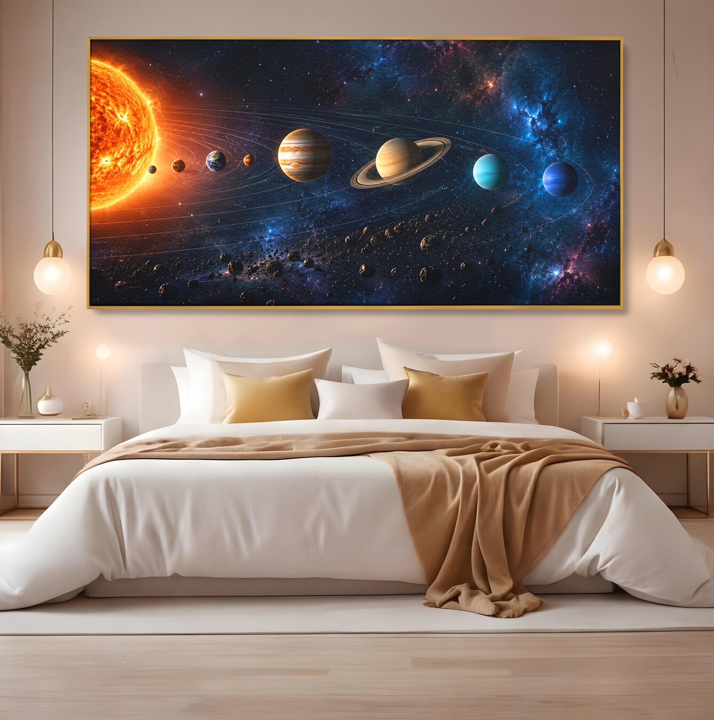 Tablou Canvas Premium LuxCanva® S1046, Sistem Solar Cosmic, Sistem Solar, Planete, Spatiu, Astronomie, Birou, Culori Vibrante