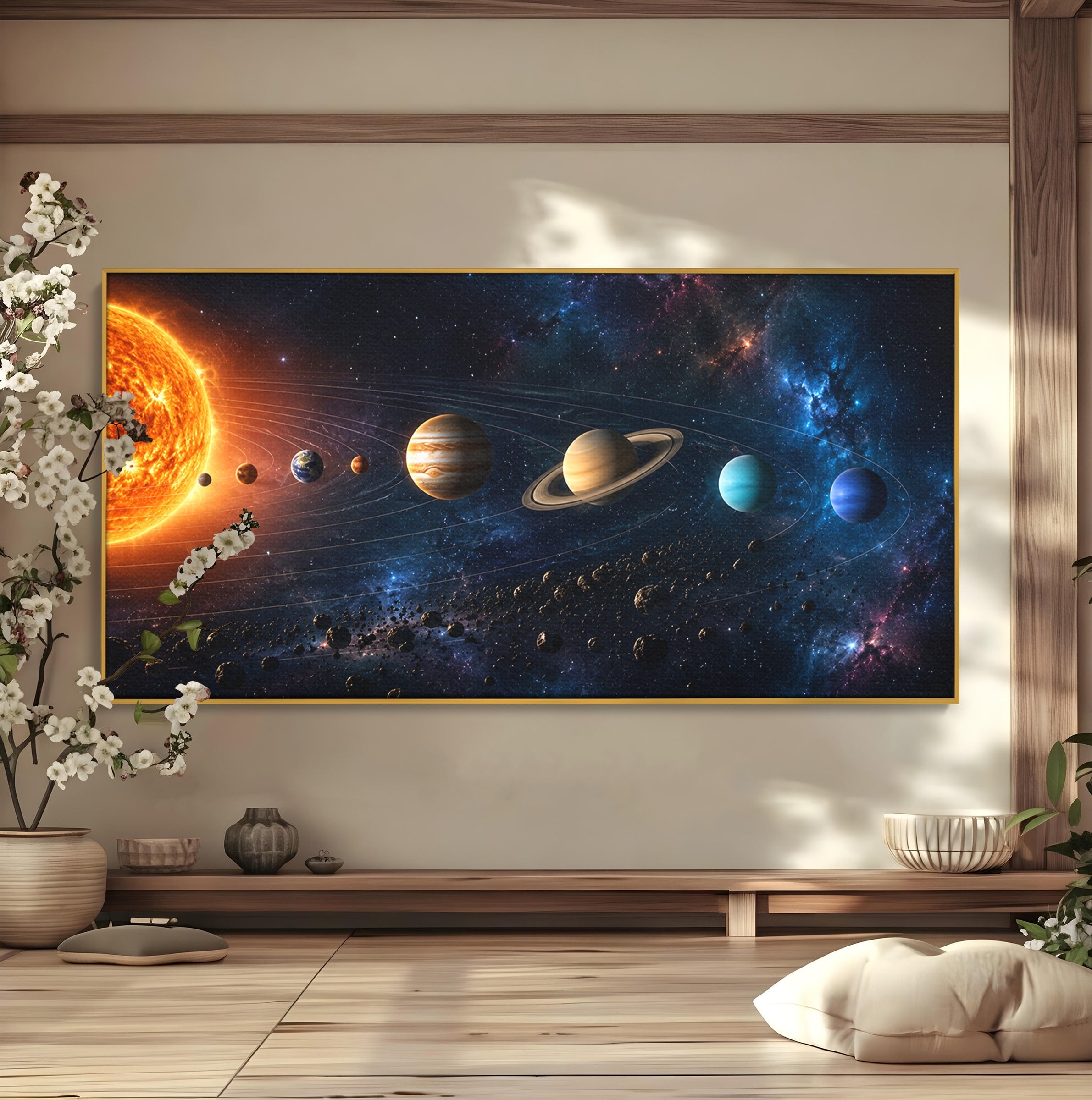 Tablou Canvas Premium LuxCanva® S1046, Sistem Solar Cosmic, Sistem Solar, Planete, Spatiu, Astronomie, Birou, Culori Vibrante