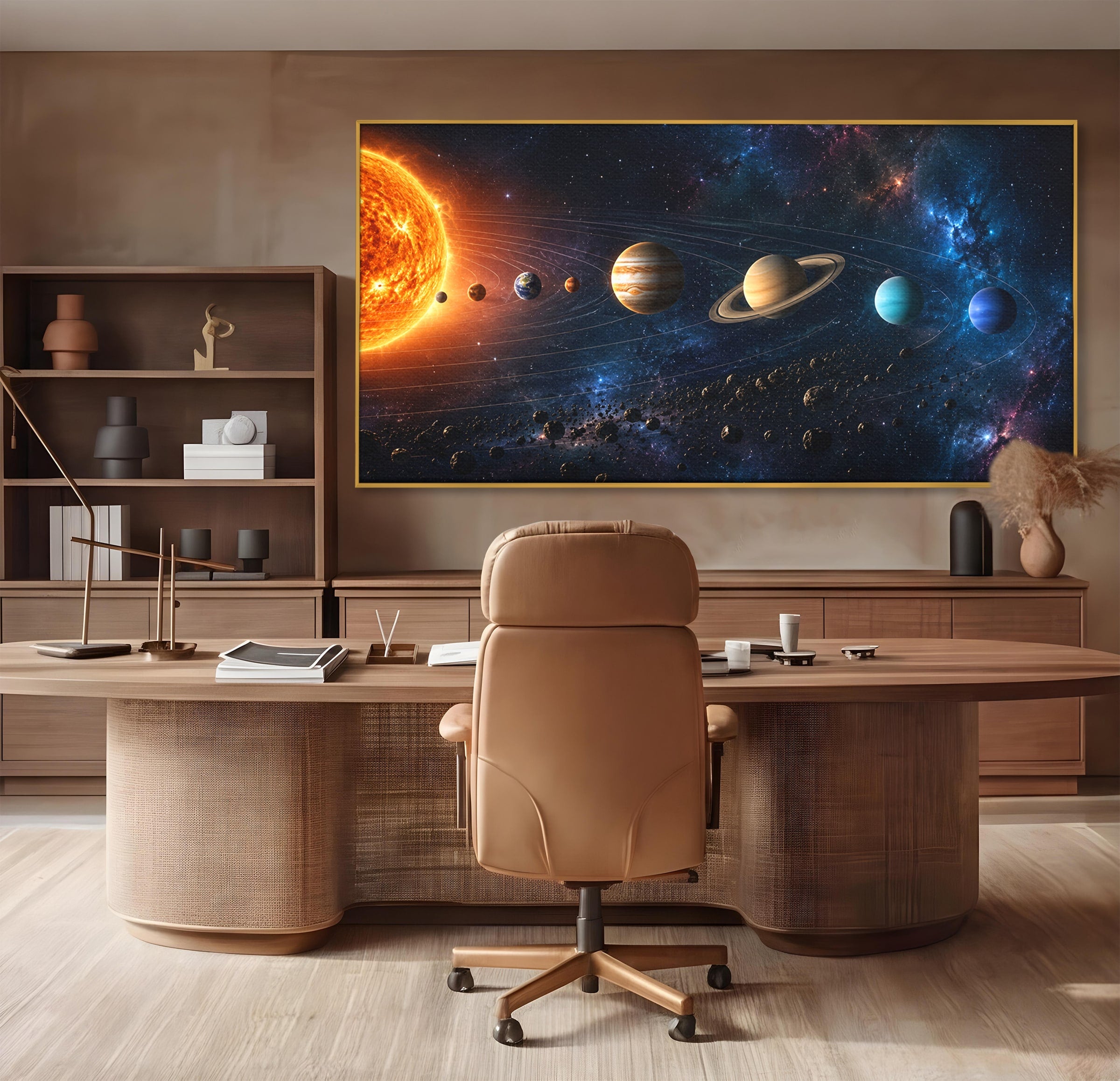Tablou Canvas Premium LuxCanva® S1046, Sistem Solar Cosmic, Sistem Solar, Planete, Spatiu, Astronomie, Birou, Culori Vibrante