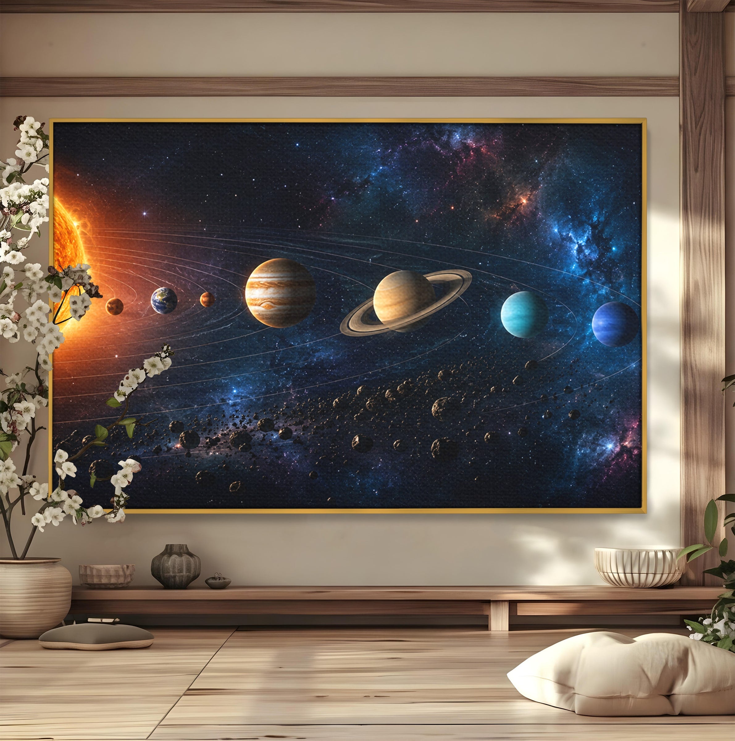Tablou Canvas Premium LuxCanva® S1046, Sistem Solar Cosmic, Sistem Solar, Planete, Spatiu, Astronomie, Birou, Culori Vibrante