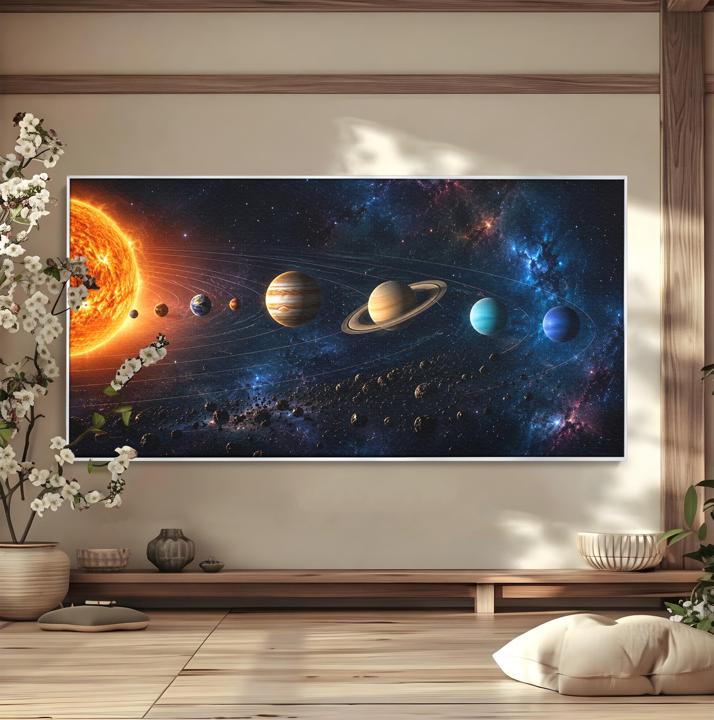 Tablou Canvas Premium LuxCanva® S1046, Sistem Solar Cosmic, Sistem Solar, Planete, Spatiu, Astronomie, Birou, Culori Vibrante