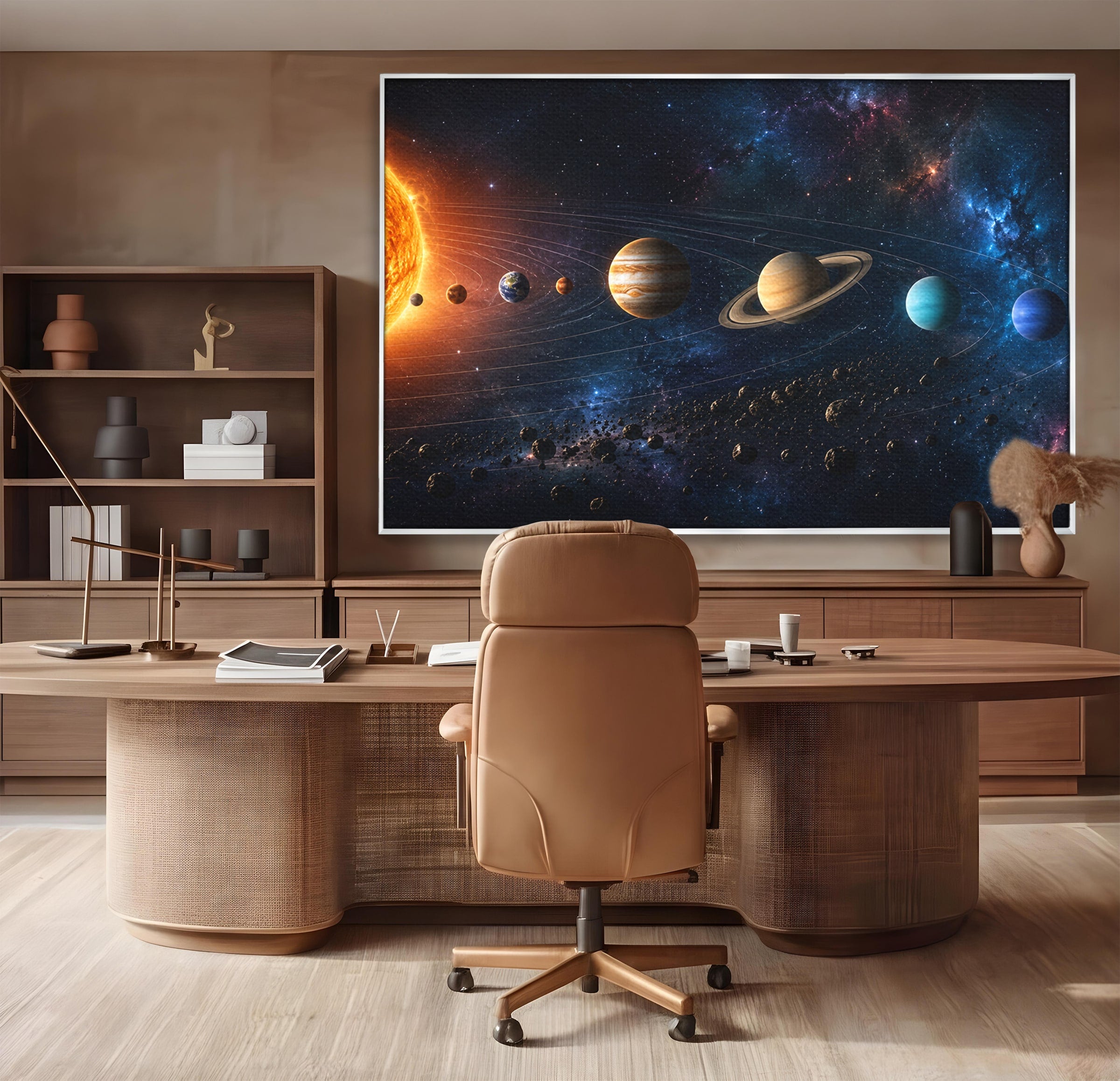 Tablou Canvas Premium LuxCanva® S1046, Sistem Solar Cosmic, Sistem Solar, Planete, Spatiu, Astronomie, Birou, Culori Vibrante