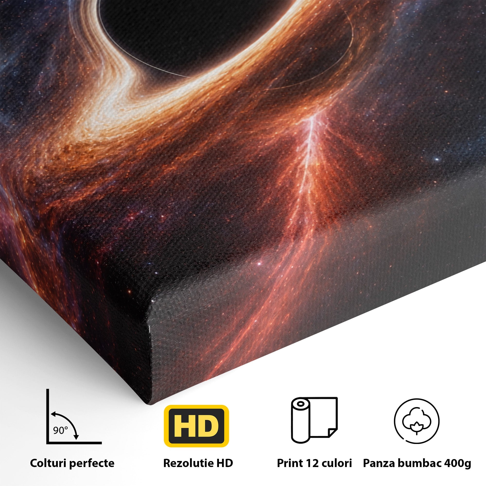 Tablou Canvas Premium LuxCanva® S1047, Gaura Neagra Cosmica, Spatiu, Univers, Astronomie, Mister, Dormitor, Birou, Culori Vibrante