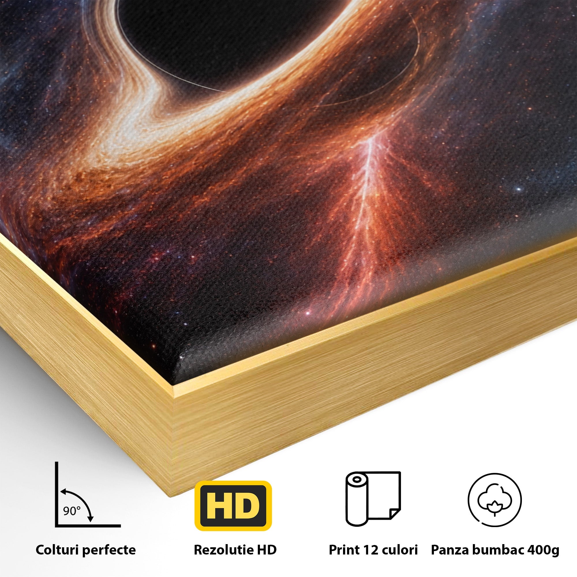 Tablou Canvas Premium LuxCanva® S1047, Gaura Neagra Cosmica, Spatiu, Univers, Astronomie, Mister, Dormitor, Birou, Culori Vibrante