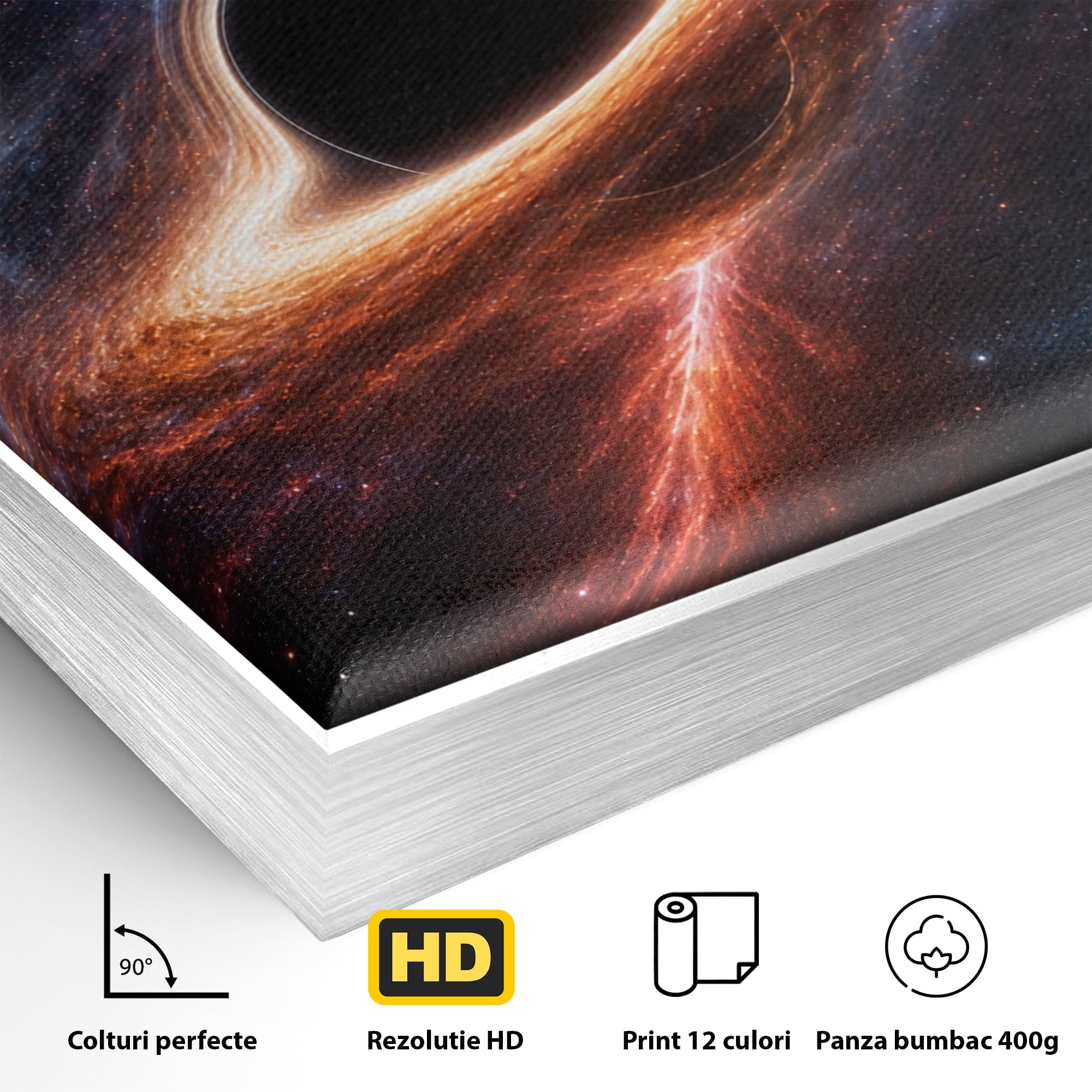 Tablou Canvas Premium LuxCanva® S1047, Gaura Neagra Cosmica, Spatiu, Univers, Astronomie, Mister, Dormitor, Birou, Culori Vibrante