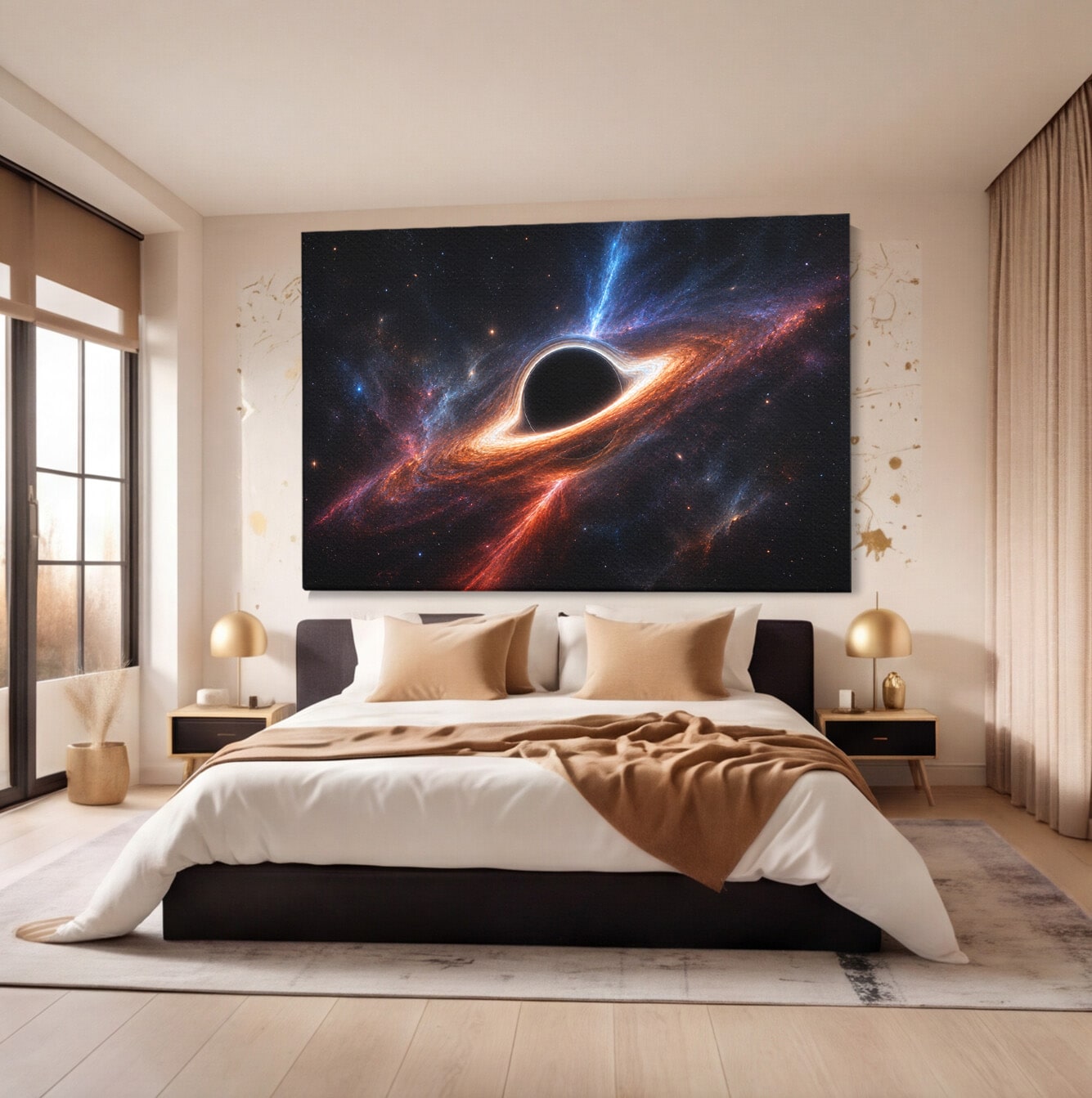 Tablou Canvas Premium LuxCanva® S1047, Gaura Neagra Cosmica, Spatiu, Univers, Astronomie, Mister, Dormitor, Birou, Culori Vibrante