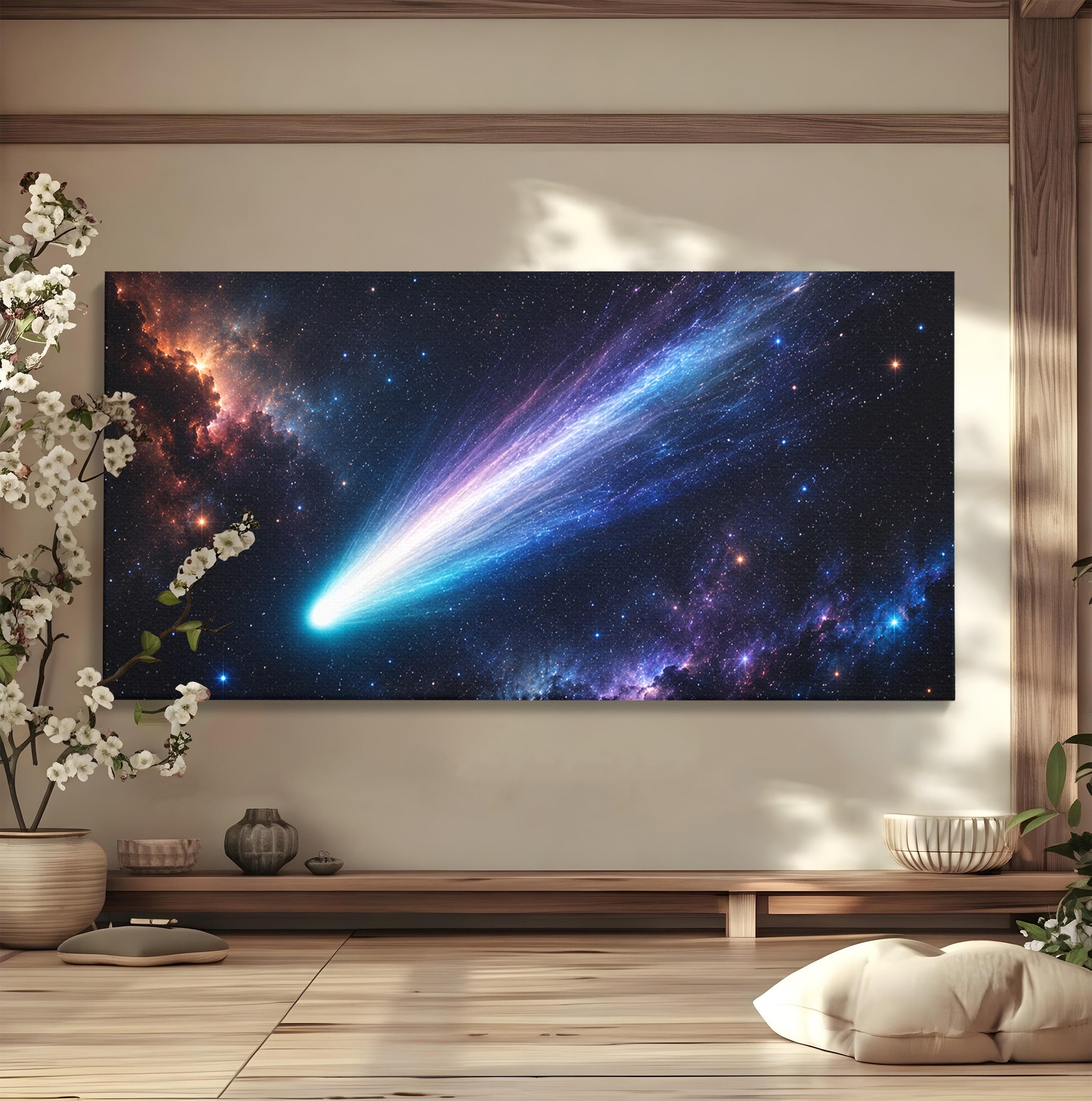 Tablou Canvas Premium LuxCanva® S1048, Cometă În Univers, Cometa, Spatiu, Univers, Stele, Dormitor, Living, Culori Vibrante