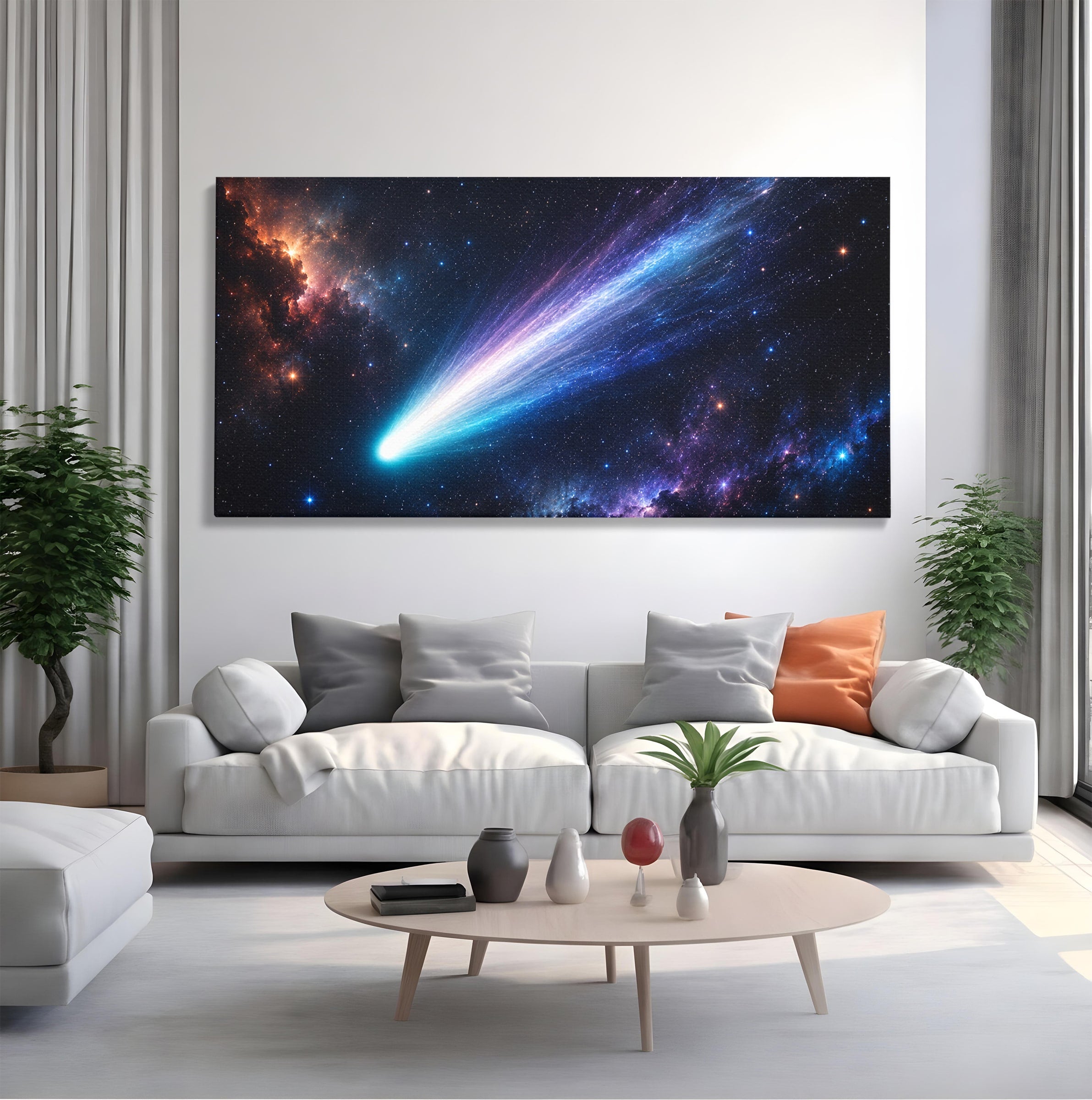 Tablou Canvas Premium LuxCanva® S1048, Cometă În Univers, Cometa, Spatiu, Univers, Stele, Dormitor, Living, Culori Vibrante