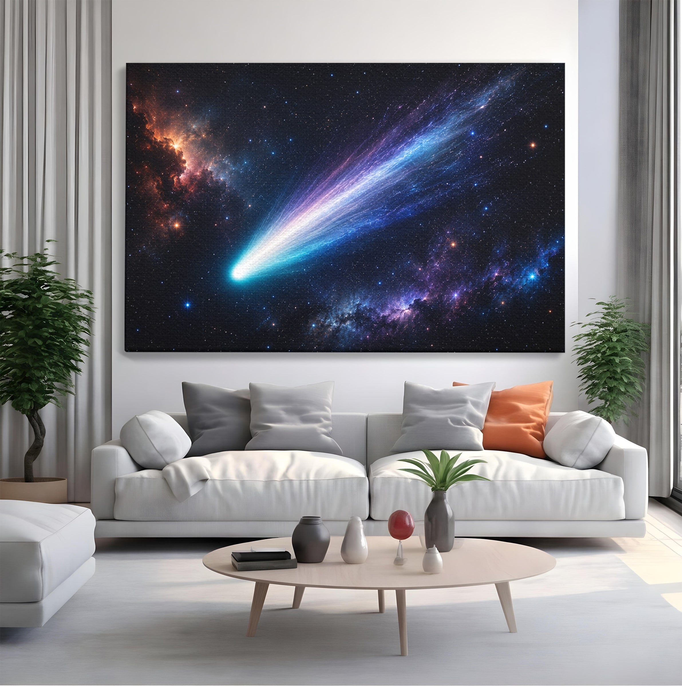 Tablou Canvas Premium LuxCanva® S1048, Cometă În Univers, Cometa, Spatiu, Univers, Stele, Dormitor, Living, Culori Vibrante