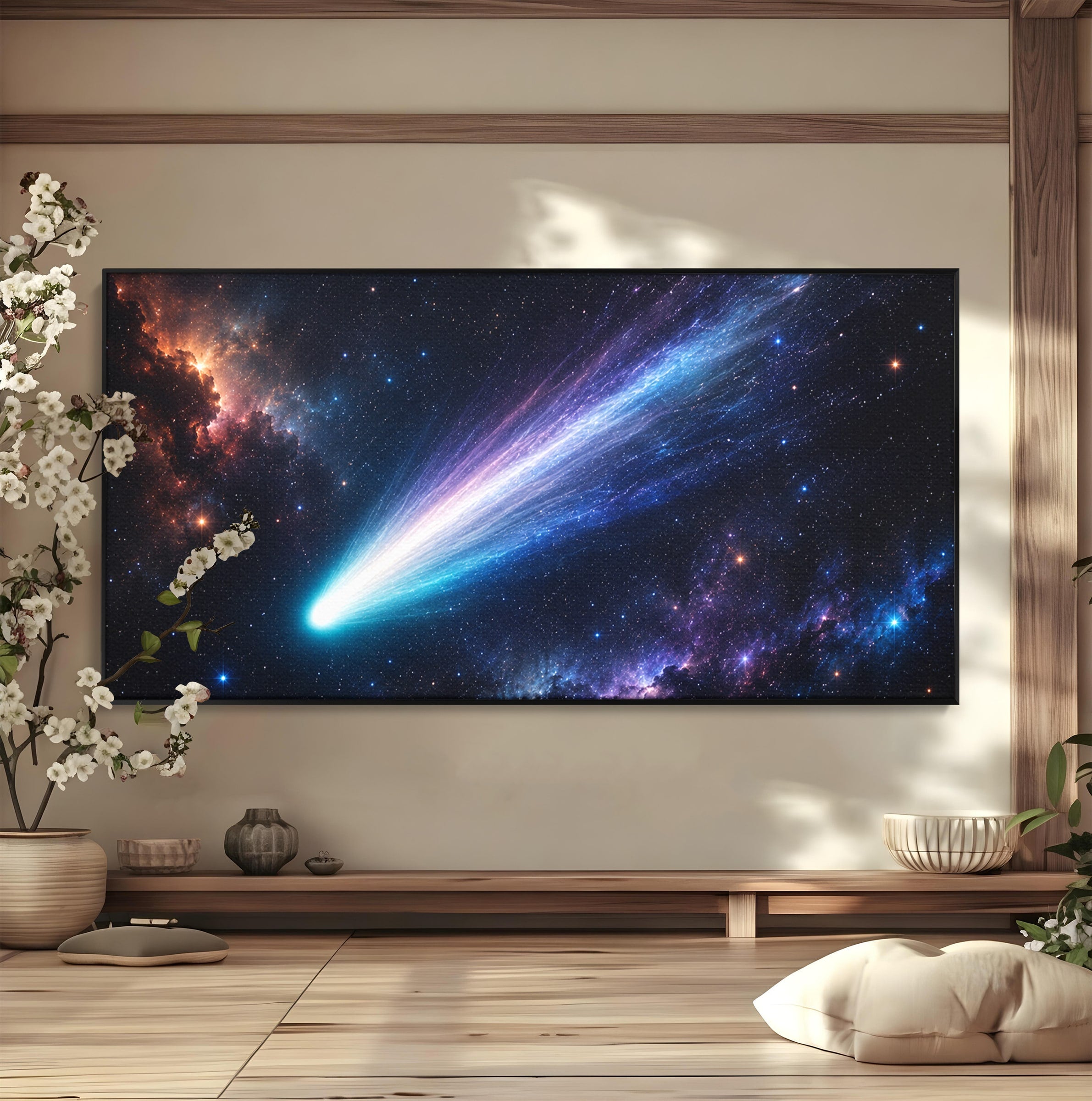 Tablou Canvas Premium LuxCanva® S1048, Cometă În Univers, Cometa, Spatiu, Univers, Stele, Dormitor, Living, Culori Vibrante