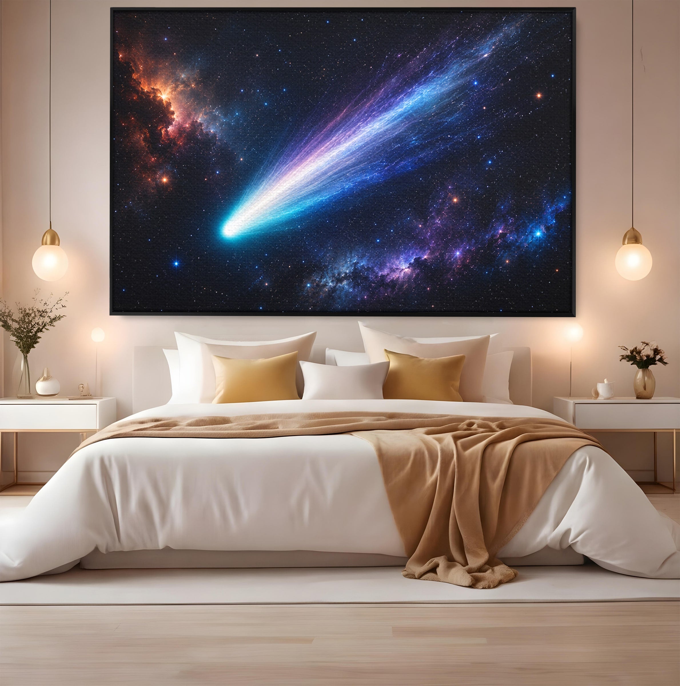 Tablou Canvas Premium LuxCanva® S1048, Cometă În Univers, Cometa, Spatiu, Univers, Stele, Dormitor, Living, Culori Vibrante