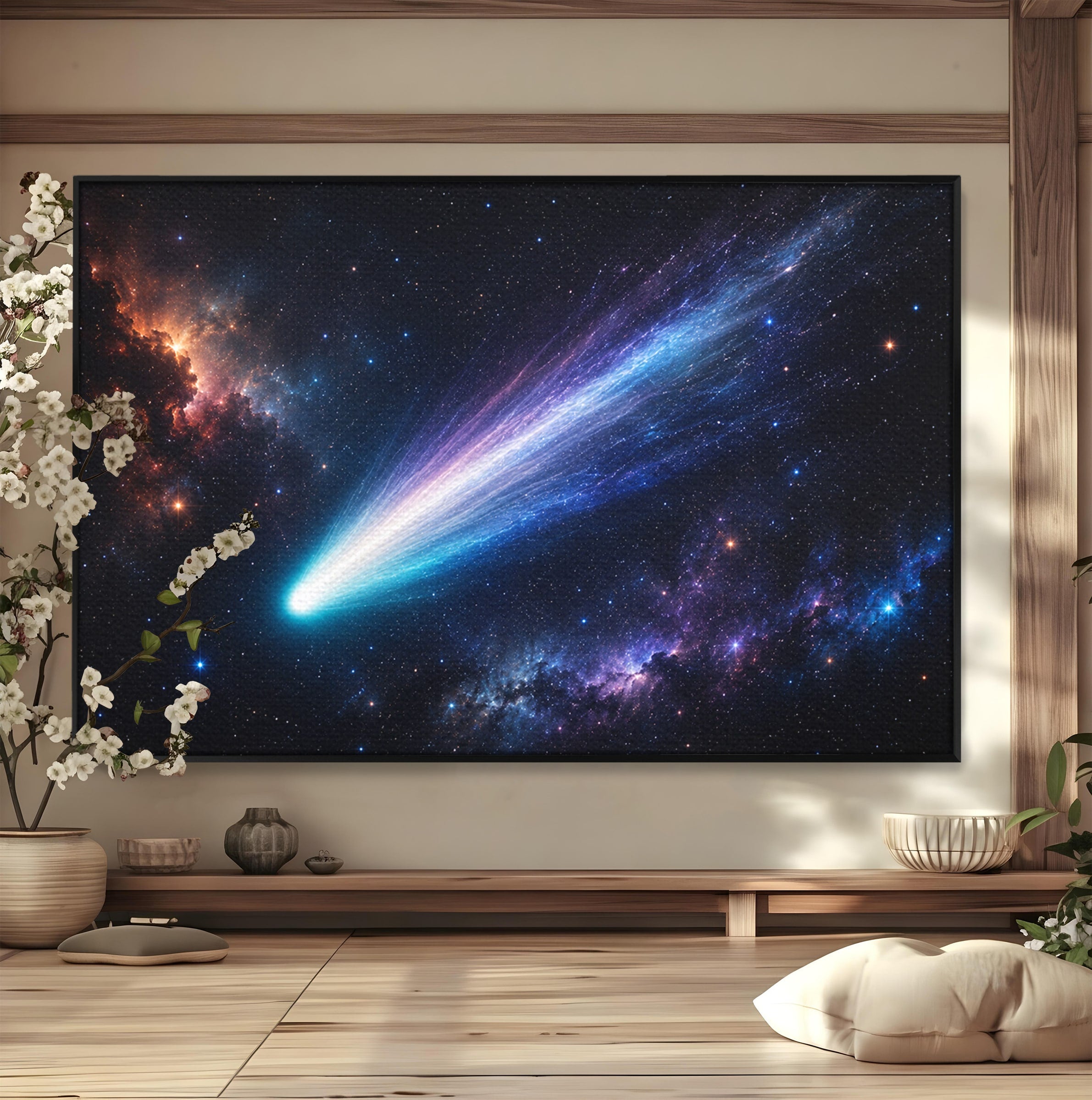 Tablou Canvas Premium LuxCanva® S1048, Cometă În Univers, Cometa, Spatiu, Univers, Stele, Dormitor, Living, Culori Vibrante