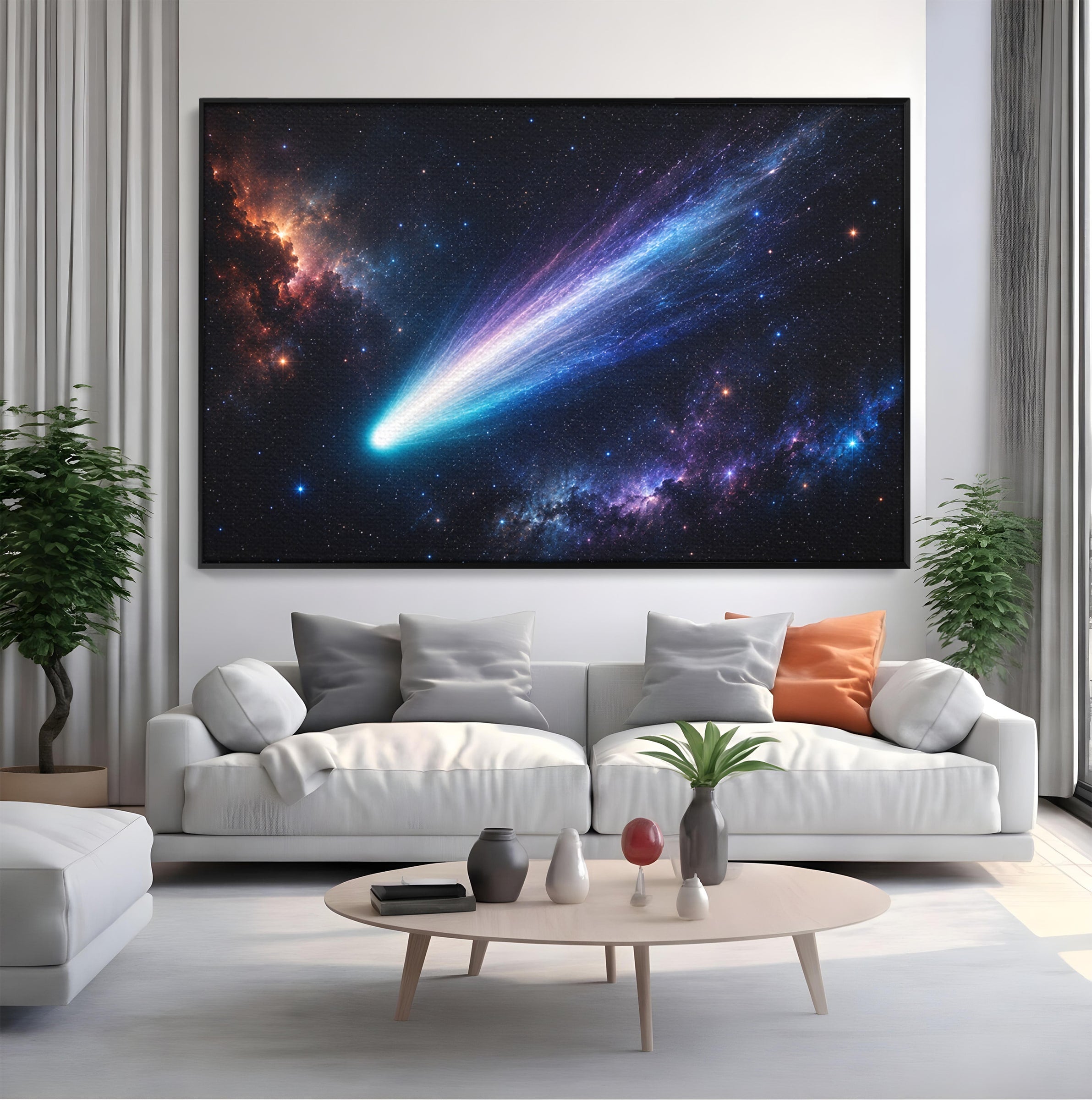 Tablou Canvas Premium LuxCanva® S1048, Cometă În Univers, Cometa, Spatiu, Univers, Stele, Dormitor, Living, Culori Vibrante