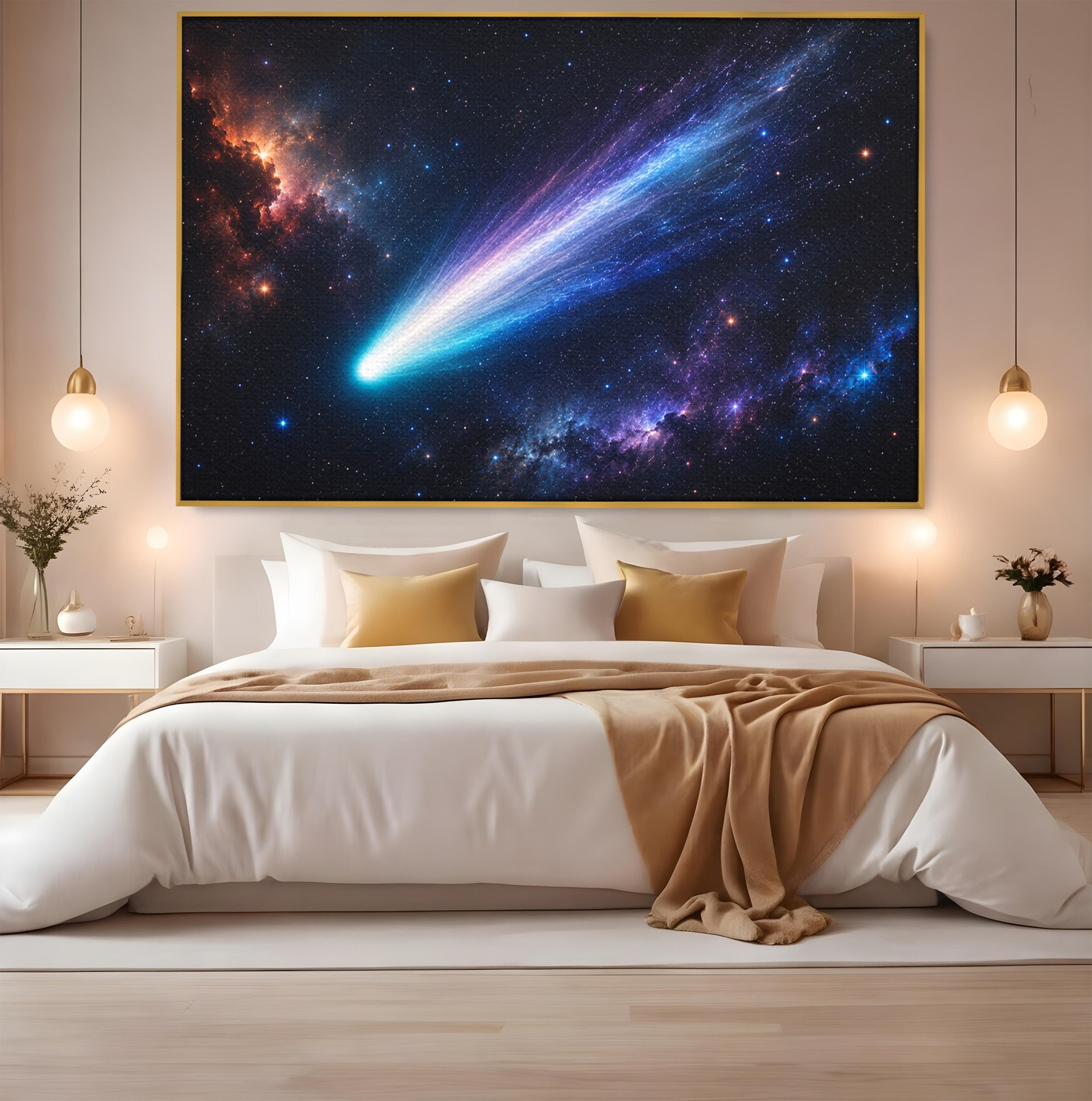 Tablou Canvas Premium LuxCanva® S1048, Cometă În Univers, Cometa, Spatiu, Univers, Stele, Dormitor, Living, Culori Vibrante