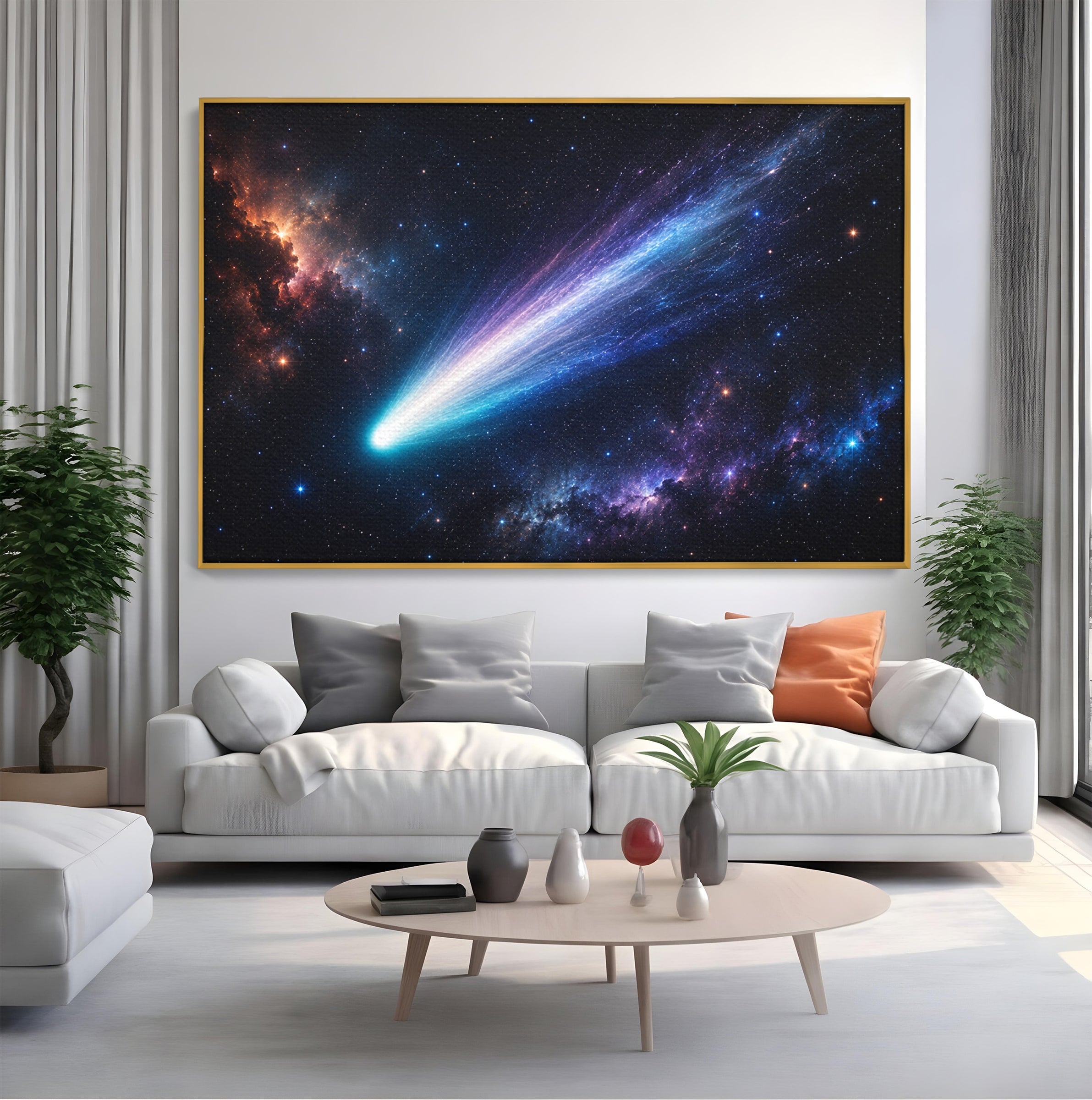 Tablou Canvas Premium LuxCanva® S1048, Cometă În Univers, Cometa, Spatiu, Univers, Stele, Dormitor, Living, Culori Vibrante