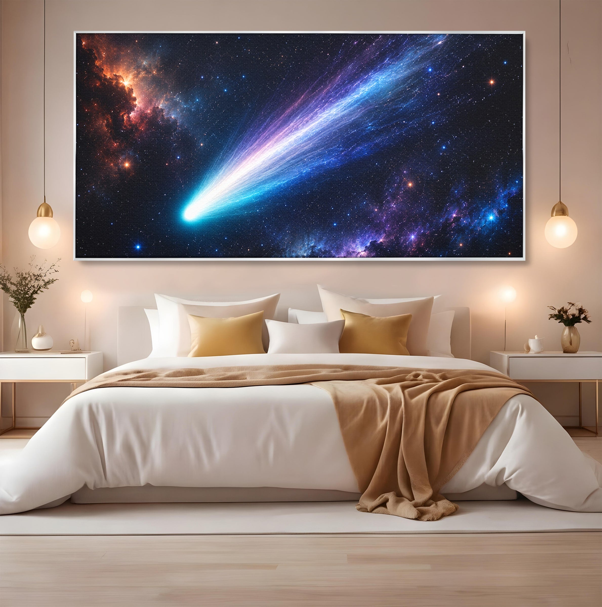Tablou Canvas Premium LuxCanva® S1048, Cometă În Univers, Cometa, Spatiu, Univers, Stele, Dormitor, Living, Culori Vibrante