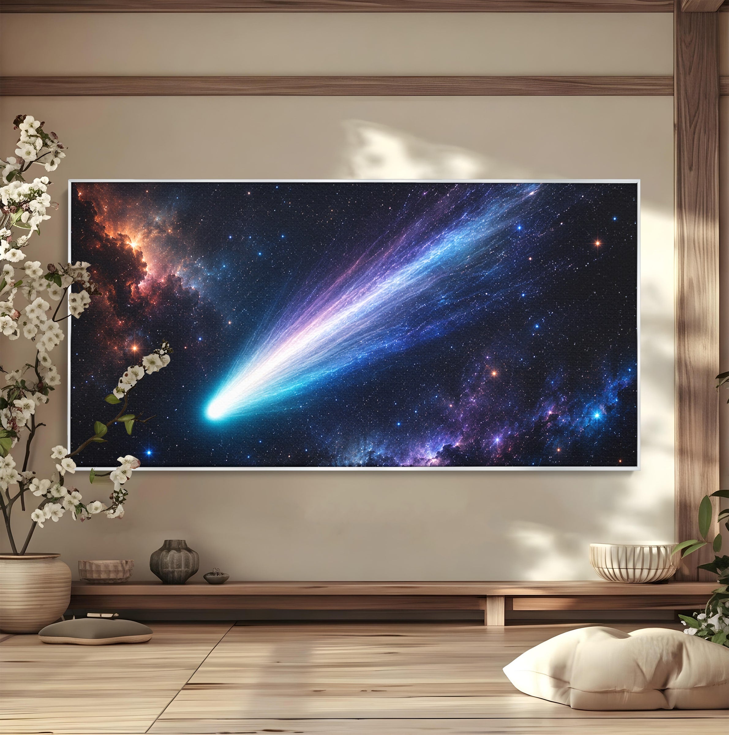 Tablou Canvas Premium LuxCanva® S1048, Cometă În Univers, Cometa, Spatiu, Univers, Stele, Dormitor, Living, Culori Vibrante