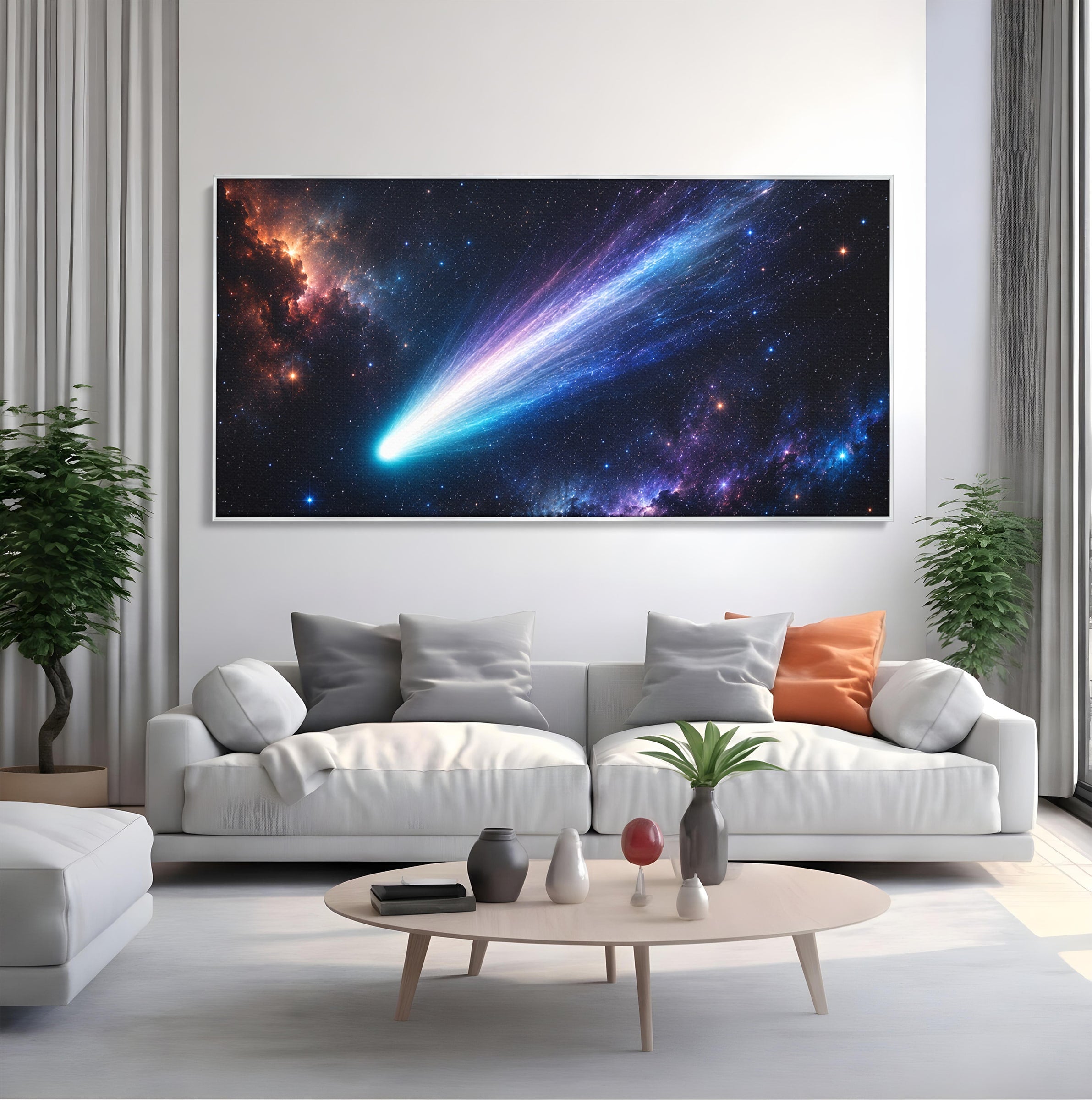 Tablou Canvas Premium LuxCanva® S1048, Cometă În Univers, Cometa, Spatiu, Univers, Stele, Dormitor, Living, Culori Vibrante