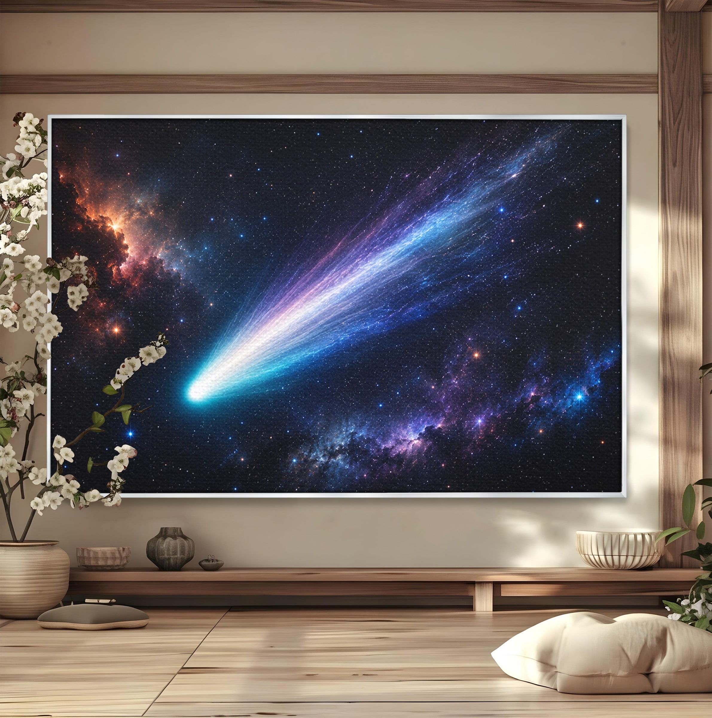 Tablou Canvas Premium LuxCanva® S1048, Cometă În Univers, Cometa, Spatiu, Univers, Stele, Dormitor, Living, Culori Vibrante