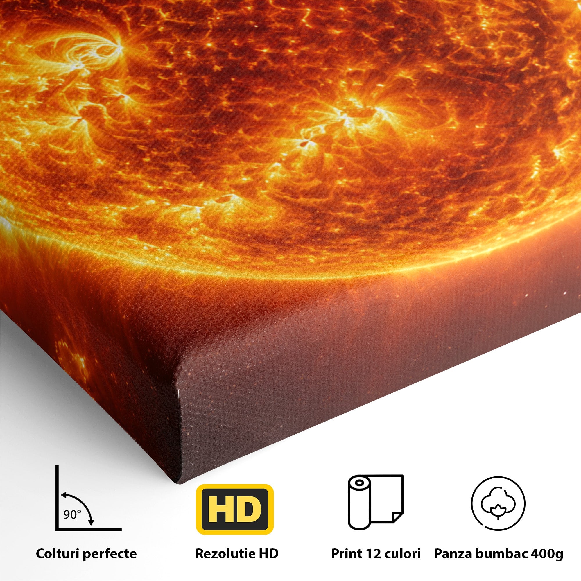 Tablou Canvas Premium LuxCanva® S1049, Soarele Incandescent, Soare, Spatiu, Univers, Astronomie, Dormitor, Culori Vibrante