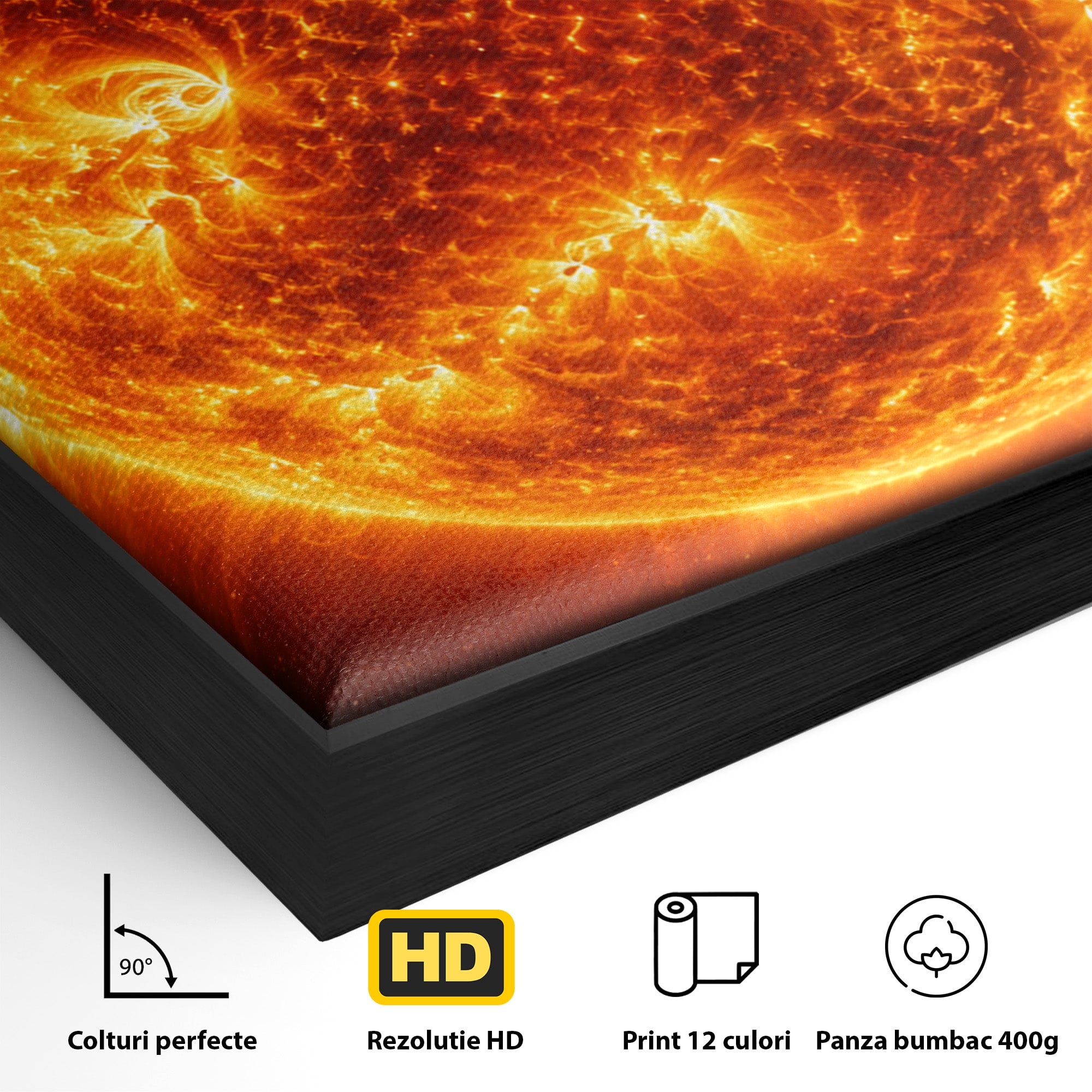 Tablou Canvas Premium LuxCanva® S1049, Soarele Incandescent, Soare, Spatiu, Univers, Astronomie, Dormitor, Culori Vibrante