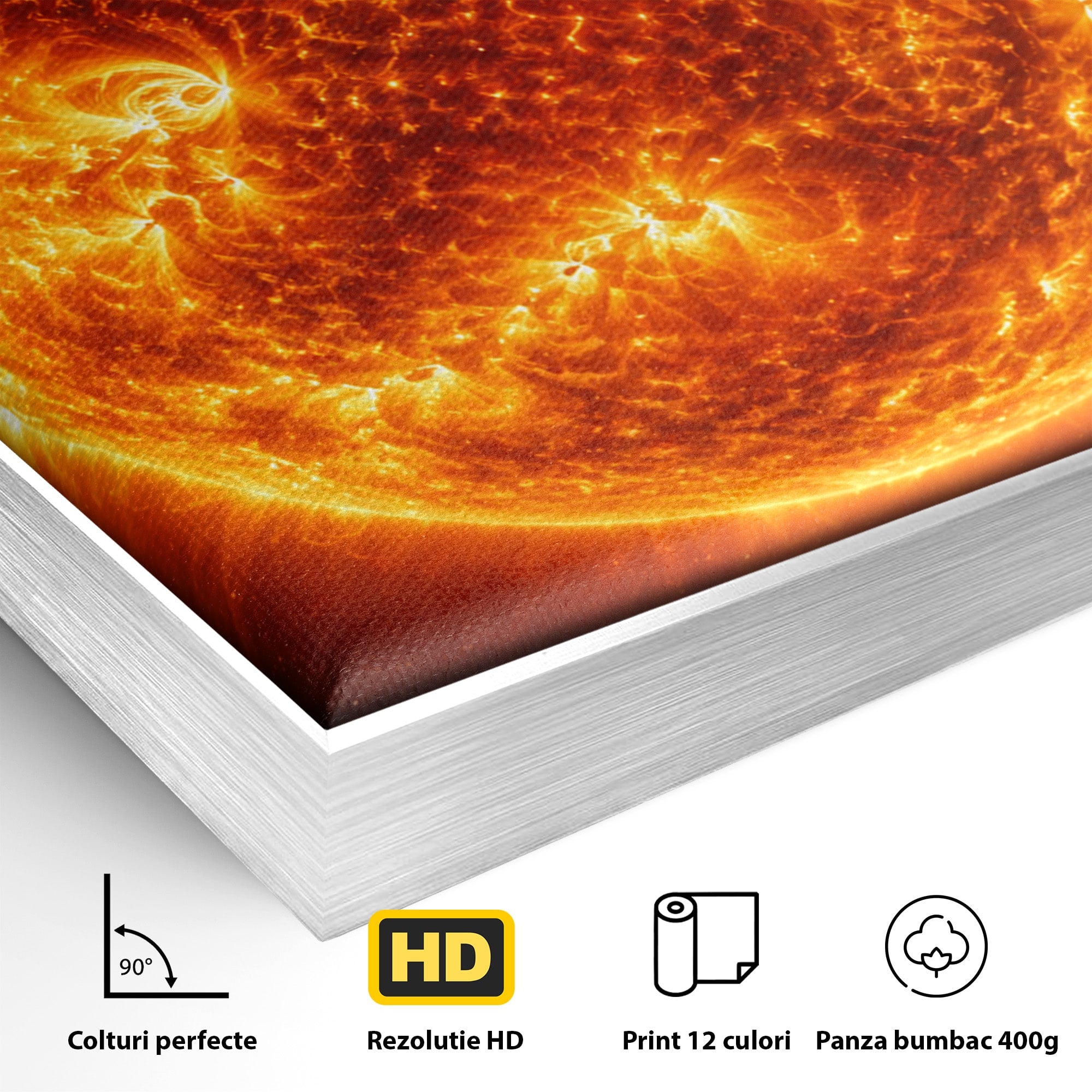 Tablou Canvas Premium LuxCanva® S1049, Soarele Incandescent, Soare, Spatiu, Univers, Astronomie, Dormitor, Culori Vibrante