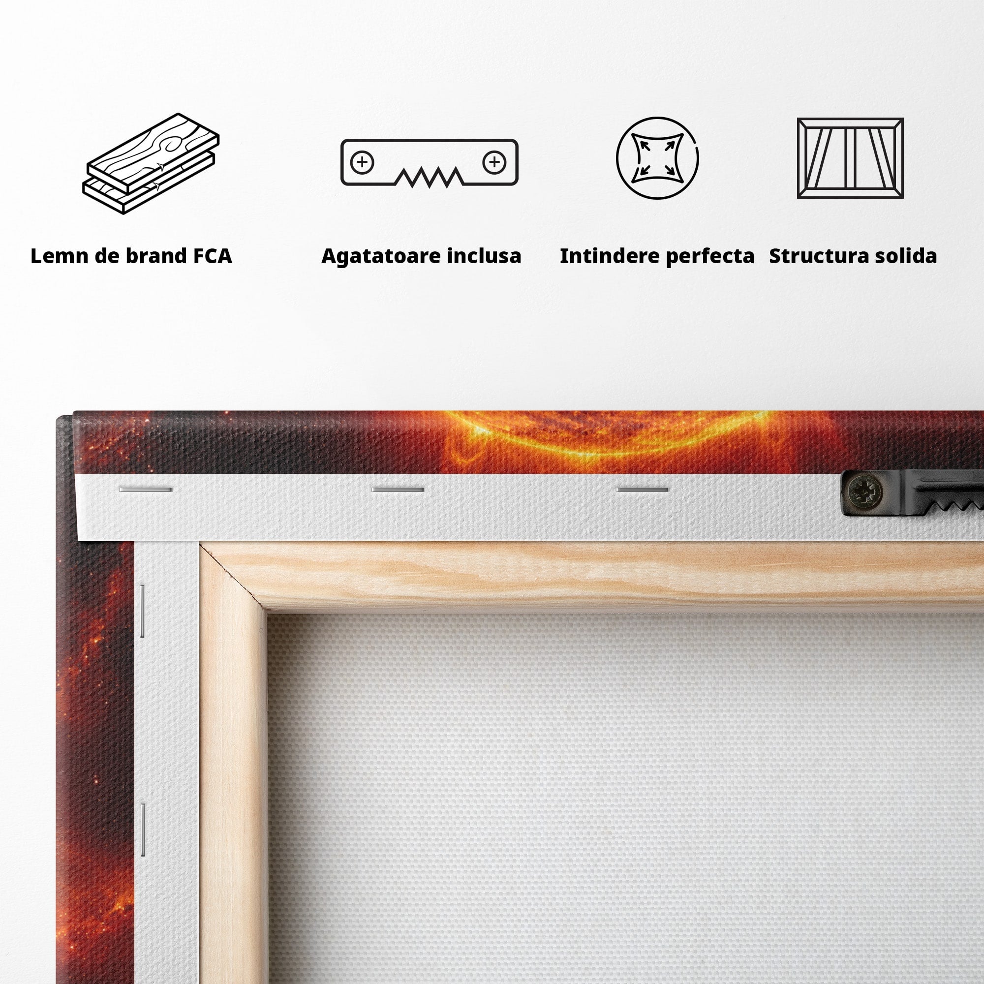 Tablou Canvas Premium LuxCanva® S1049, Soarele Incandescent, Soare, Spatiu, Univers, Astronomie, Dormitor, Culori Vibrante