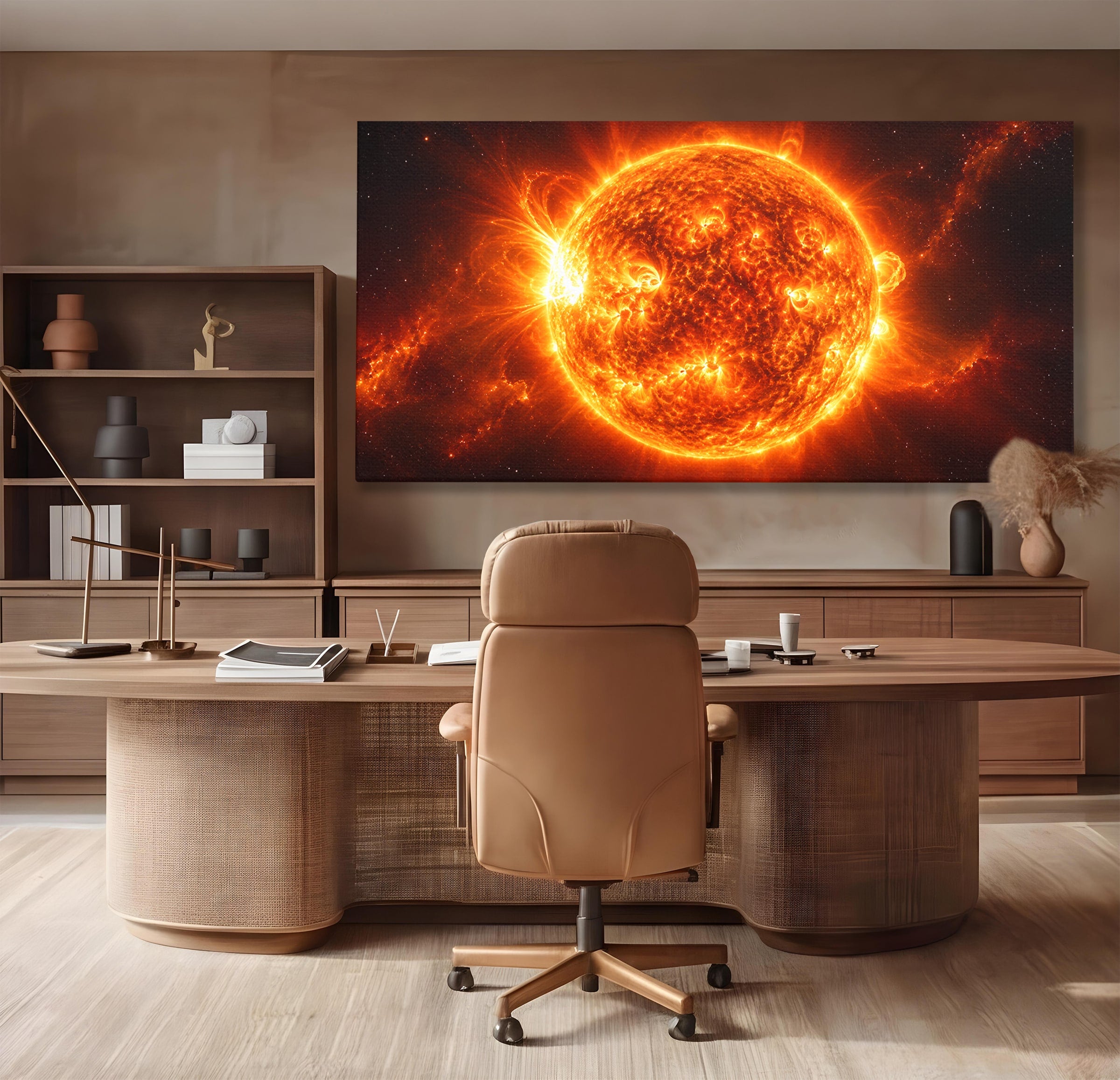 Tablou Canvas Premium LuxCanva® S1049, Soarele Incandescent, Soare, Spatiu, Univers, Astronomie, Dormitor, Culori Vibrante
