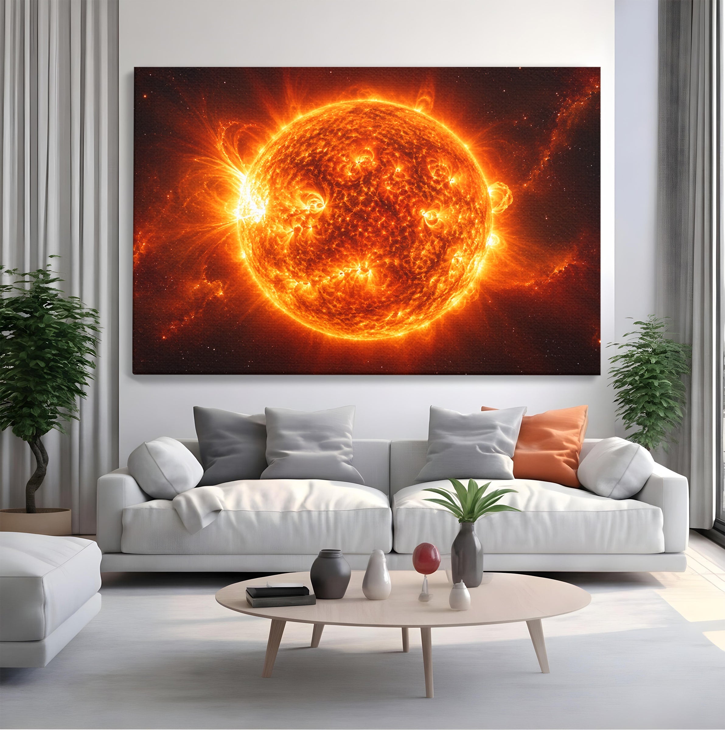 Tablou Canvas Premium LuxCanva® S1049, Soarele Incandescent, Soare, Spatiu, Univers, Astronomie, Dormitor, Culori Vibrante