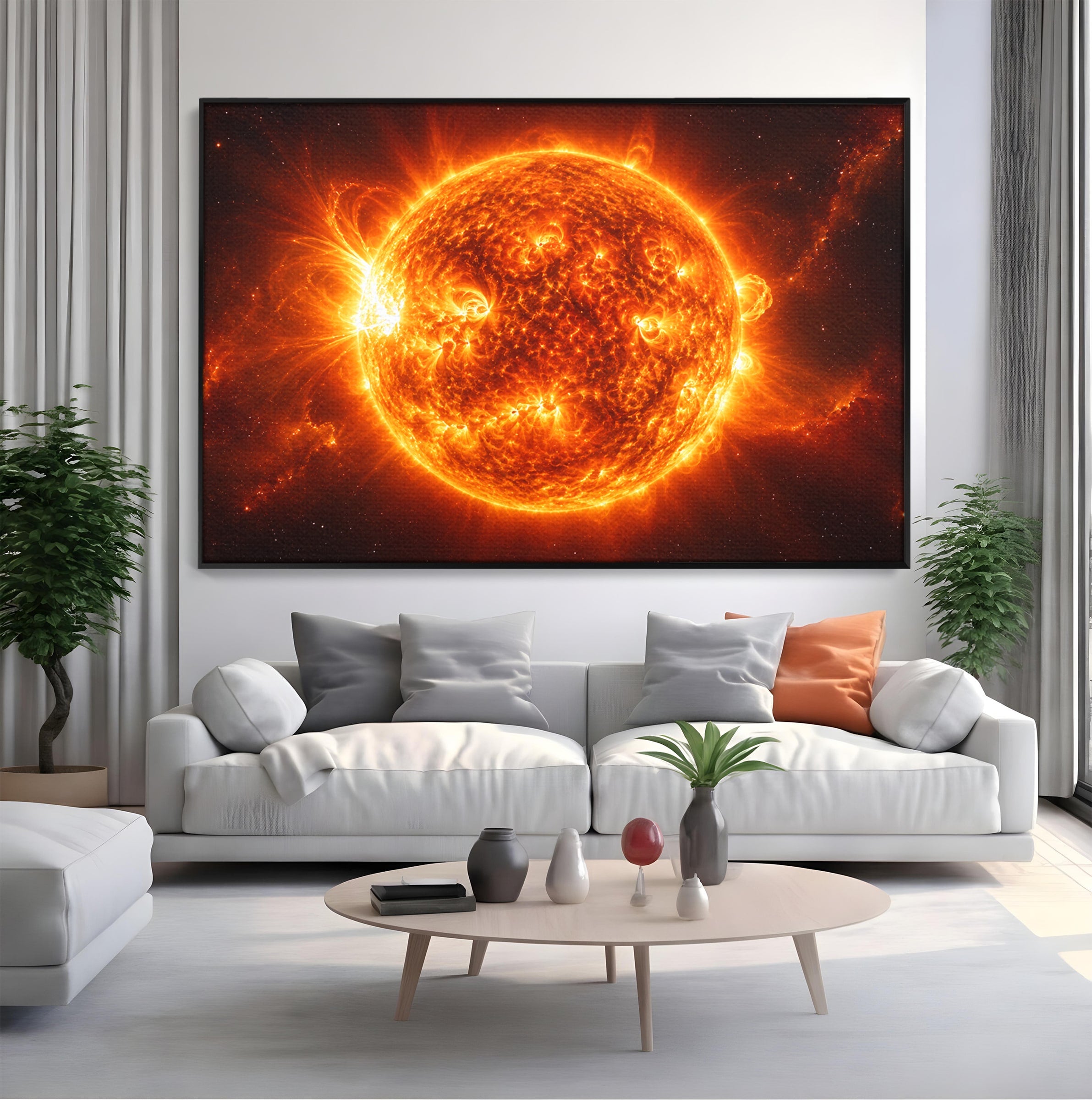 Tablou Canvas Premium LuxCanva® S1049, Soarele Incandescent, Soare, Spatiu, Univers, Astronomie, Dormitor, Culori Vibrante