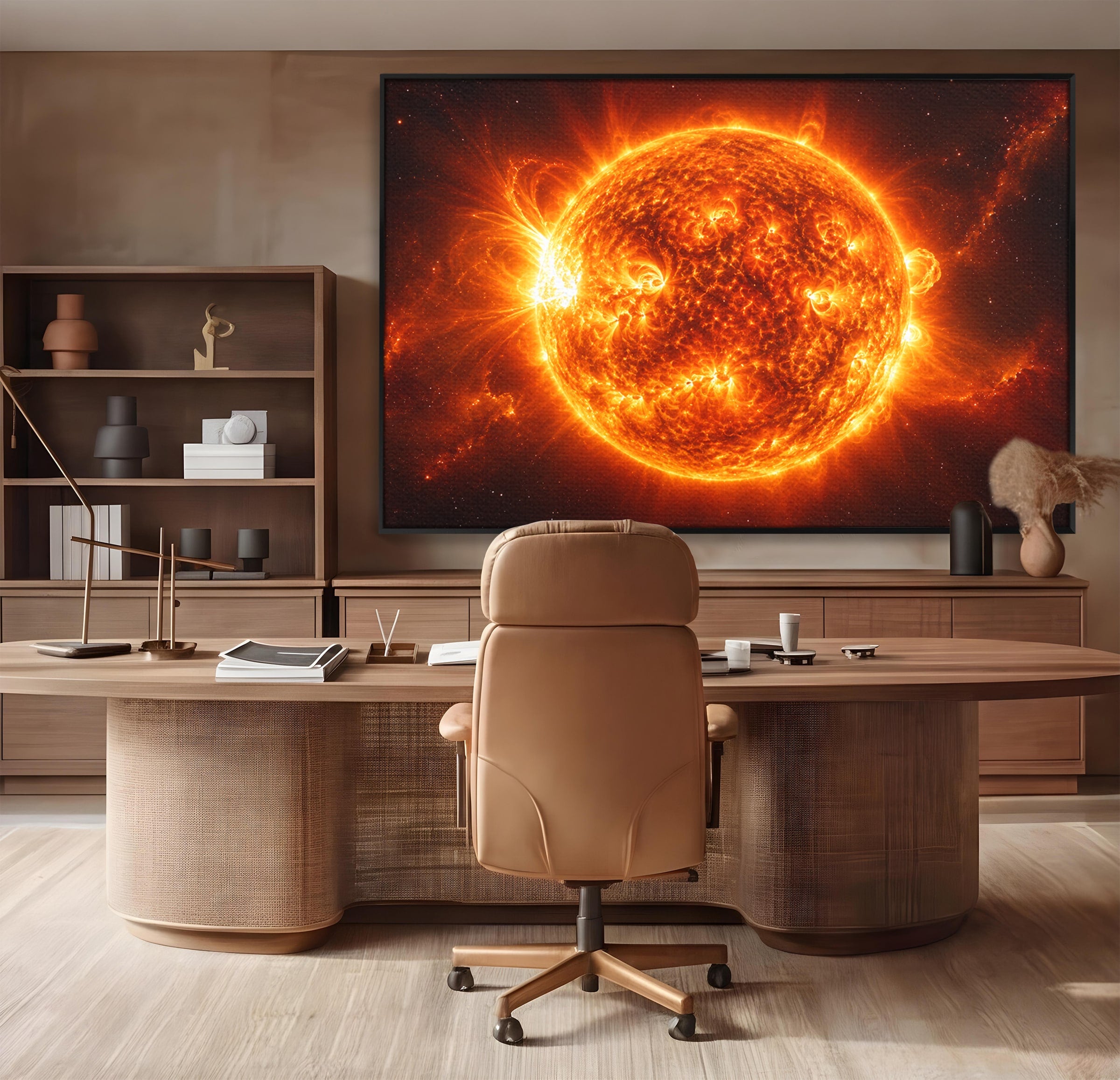 Tablou Canvas Premium LuxCanva® S1049, Soarele Incandescent, Soare, Spatiu, Univers, Astronomie, Dormitor, Culori Vibrante