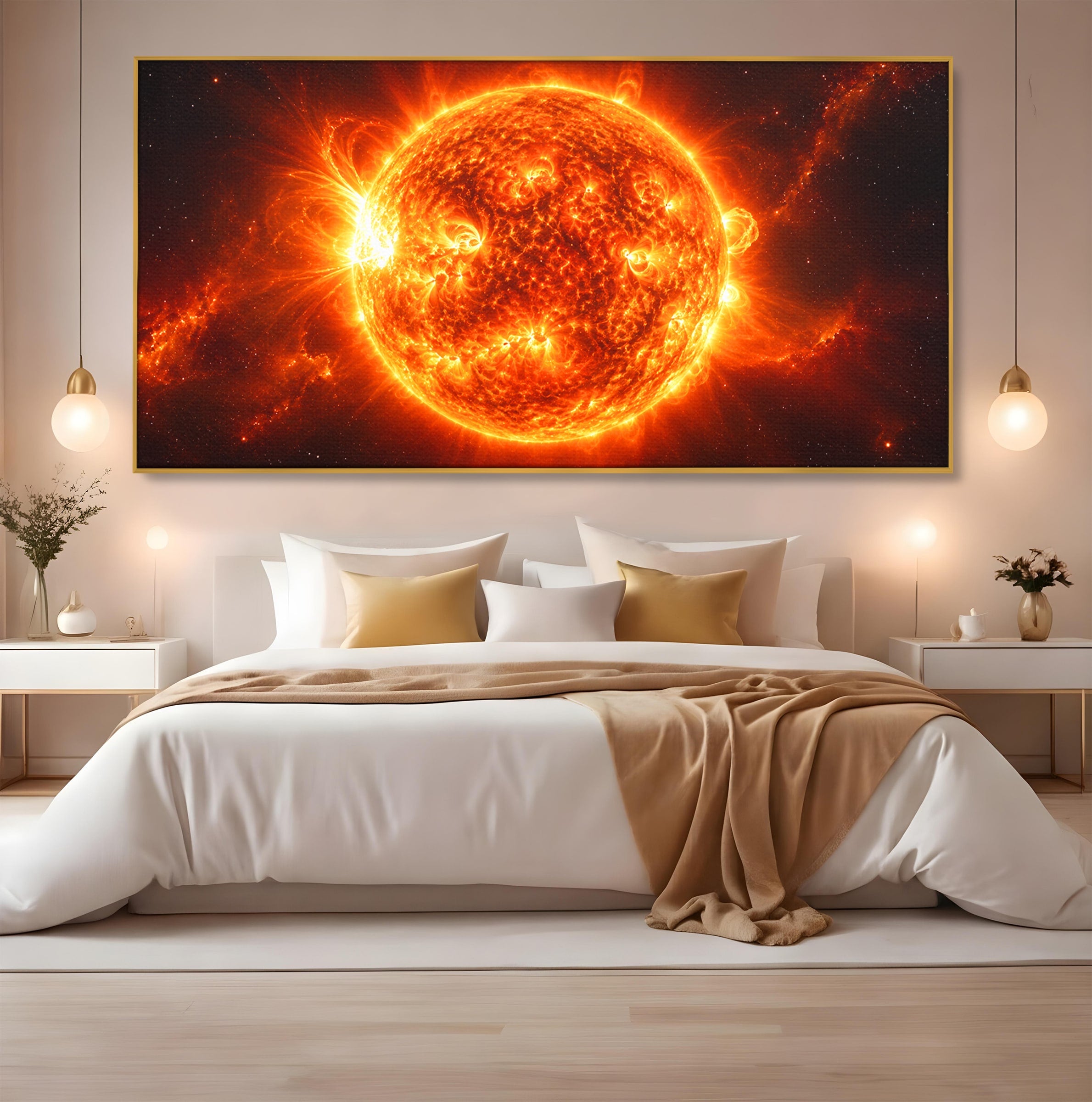 Tablou Canvas Premium LuxCanva® S1049, Soarele Incandescent, Soare, Spatiu, Univers, Astronomie, Dormitor, Culori Vibrante