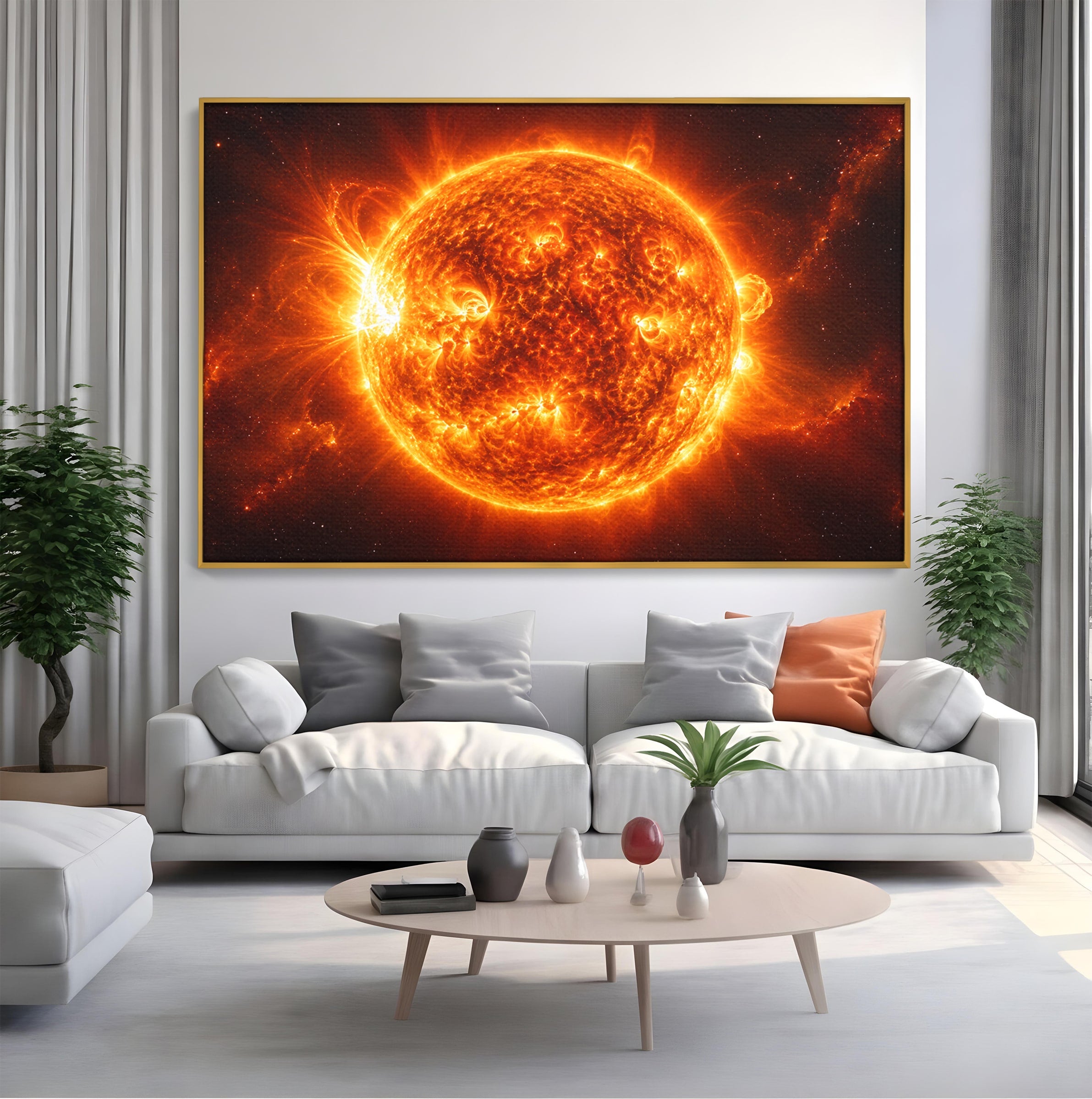Tablou Canvas Premium LuxCanva® S1049, Soarele Incandescent, Soare, Spatiu, Univers, Astronomie, Dormitor, Culori Vibrante
