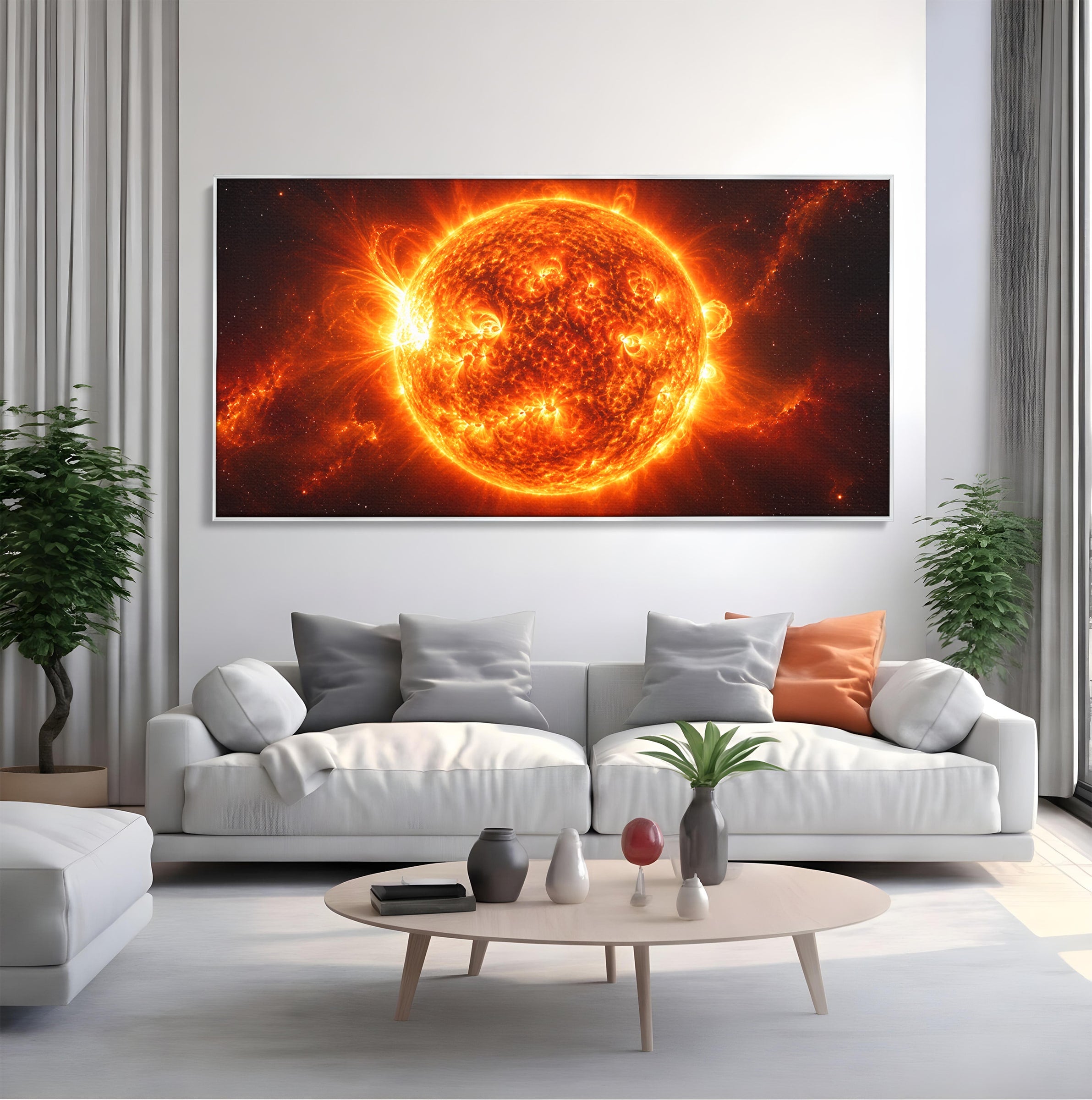 Tablou Canvas Premium LuxCanva® S1049, Soarele Incandescent, Soare, Spatiu, Univers, Astronomie, Dormitor, Culori Vibrante