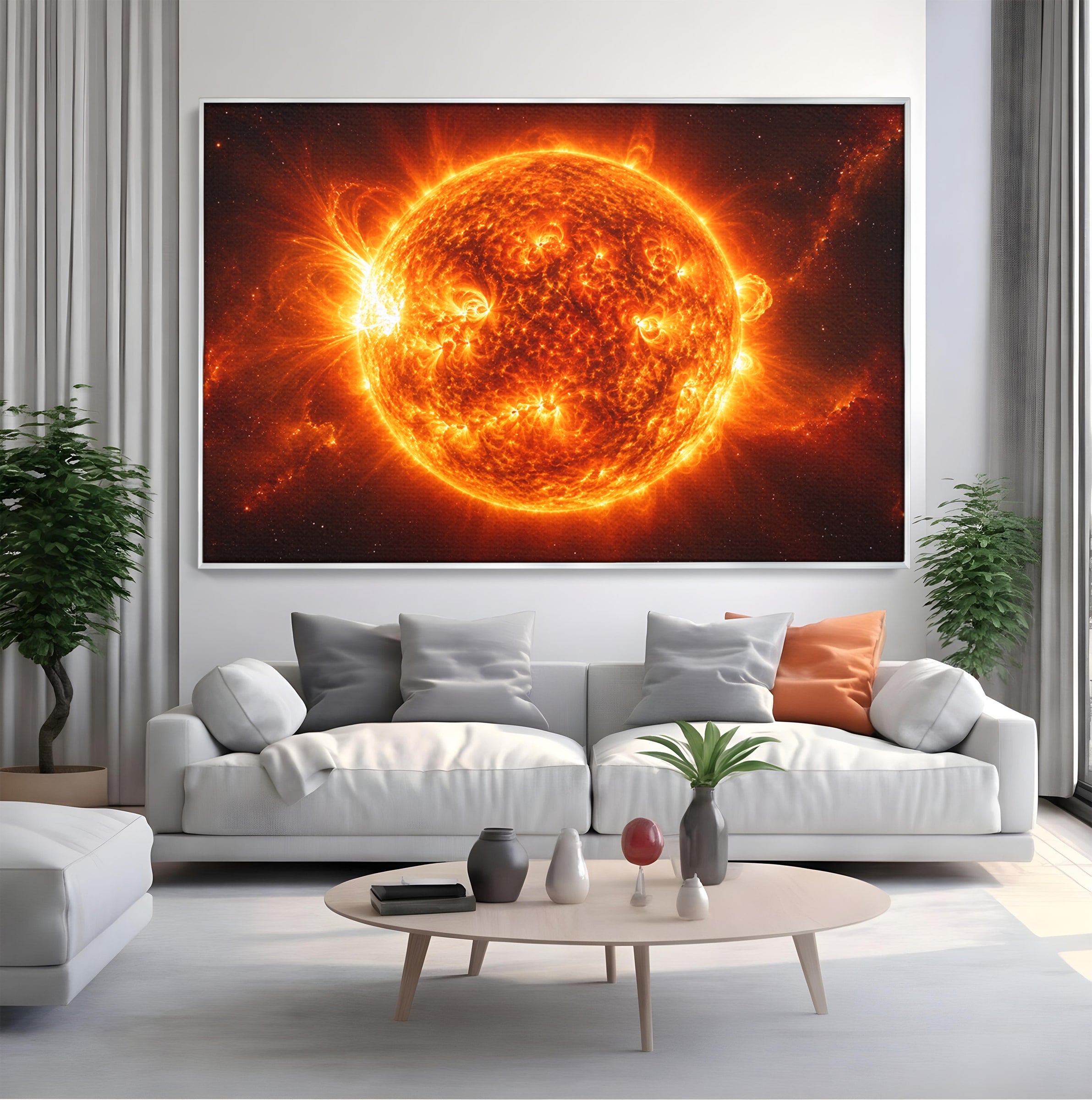 Tablou Canvas Premium LuxCanva® S1049, Soarele Incandescent, Soare, Spatiu, Univers, Astronomie, Dormitor, Culori Vibrante