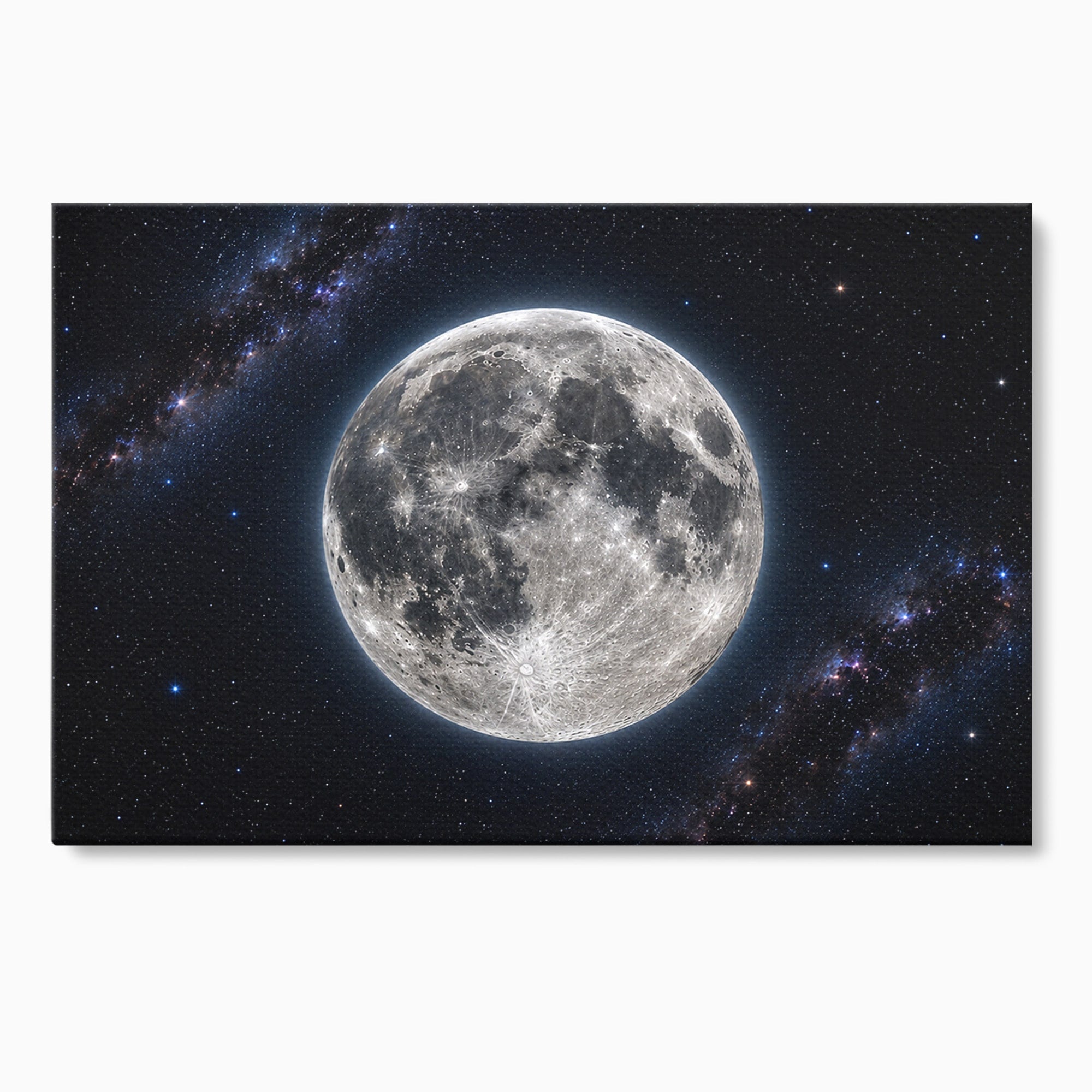 Tablou Canvas Premium LuxCanva® S1050, Luna Plina, Luna, Spatiu, Noapte, Astronomie, Dormitor, Culori Vibrante