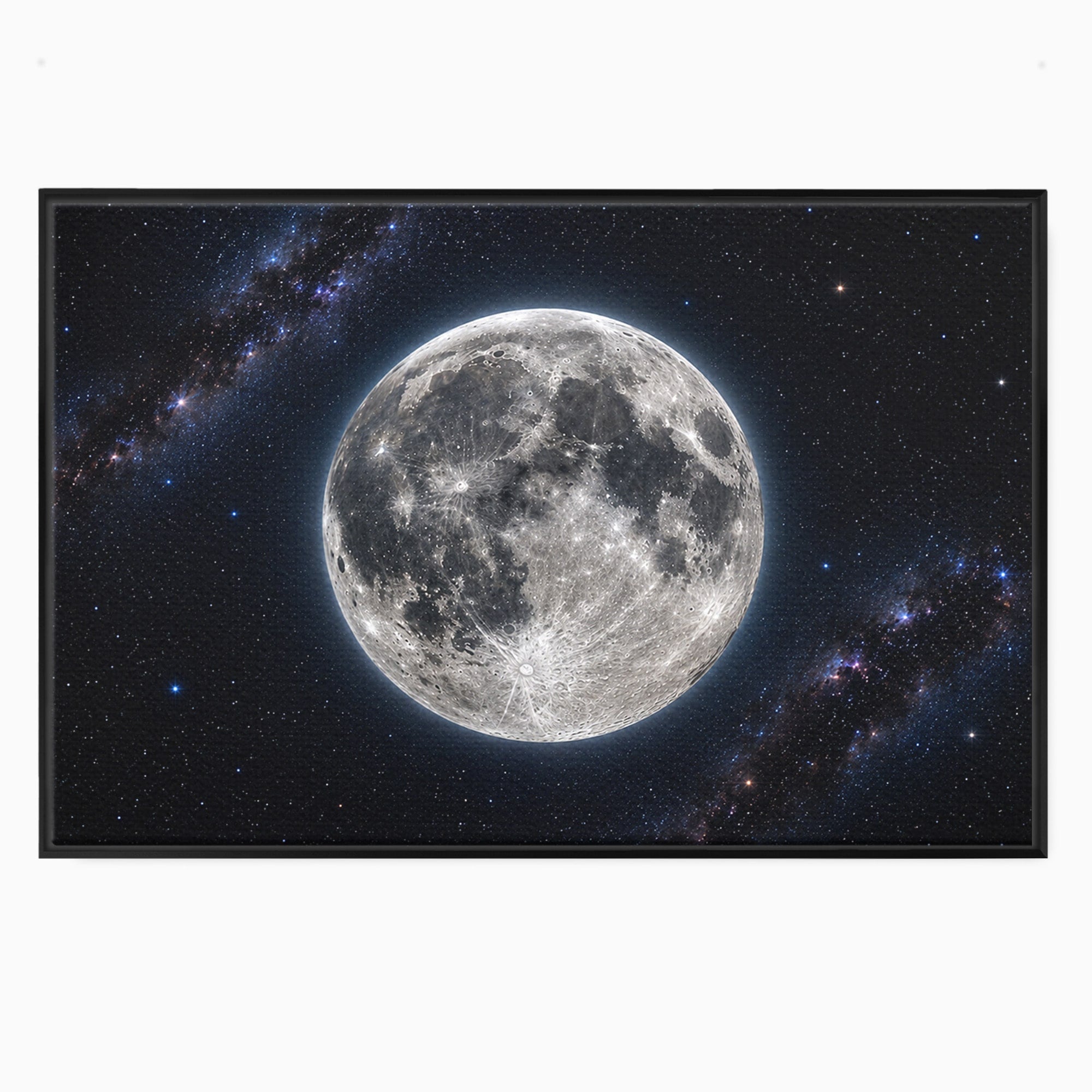 Tablou Canvas Premium LuxCanva® S1050, Luna Plina, Luna, Spatiu, Noapte, Astronomie, Dormitor, Culori Vibrante