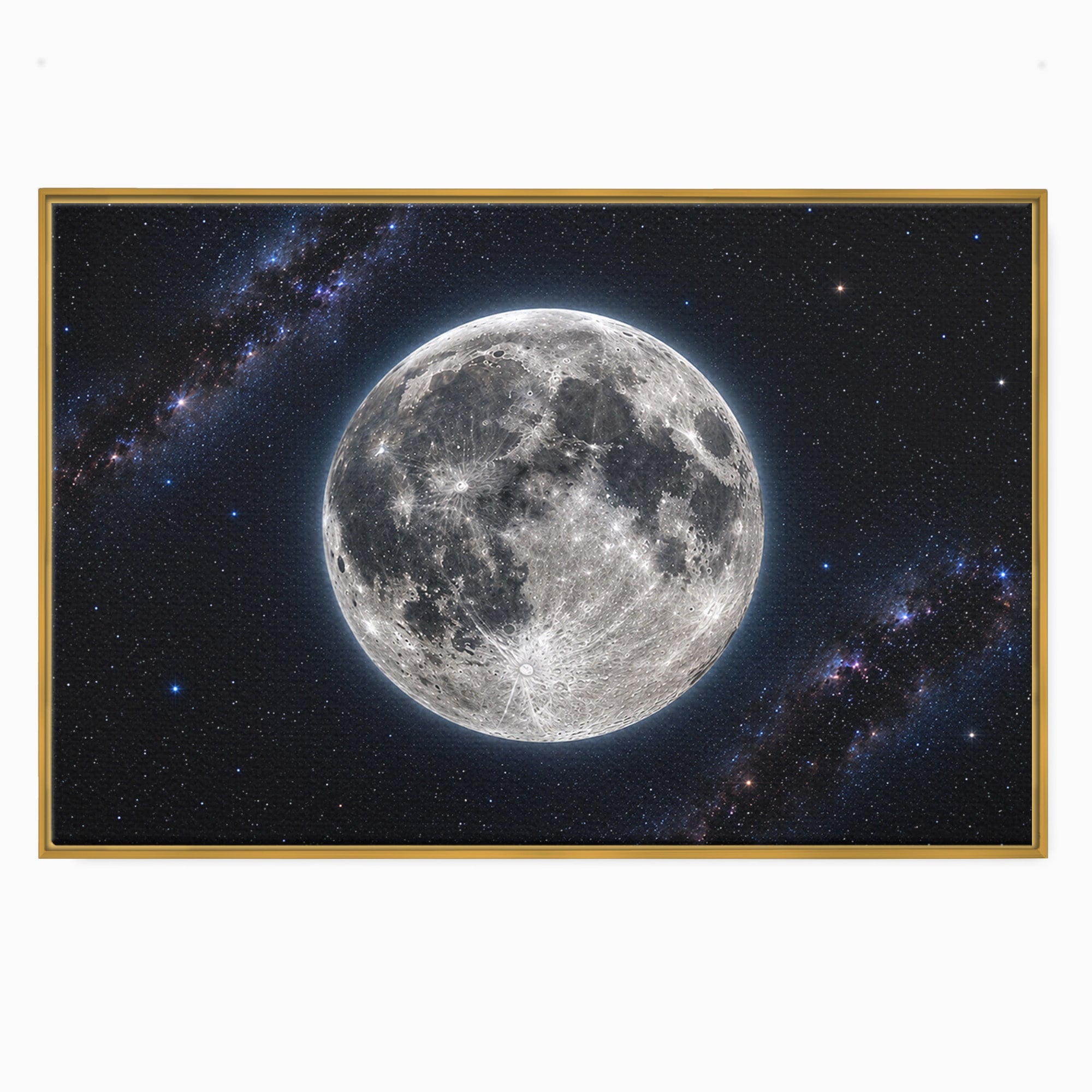 Tablou Canvas Premium LuxCanva® S1050, Luna Plina, Luna, Spatiu, Noapte, Astronomie, Dormitor, Culori Vibrante