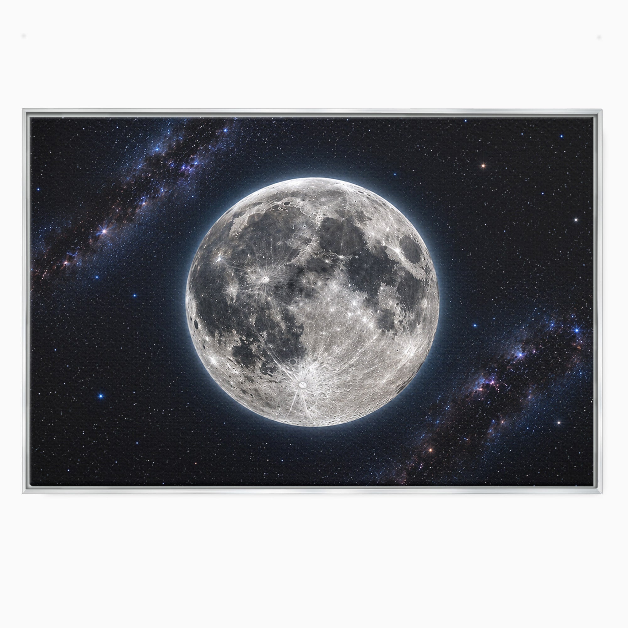 Tablou Canvas Premium LuxCanva® S1050, Luna Plina, Luna, Spatiu, Noapte, Astronomie, Dormitor, Culori Vibrante