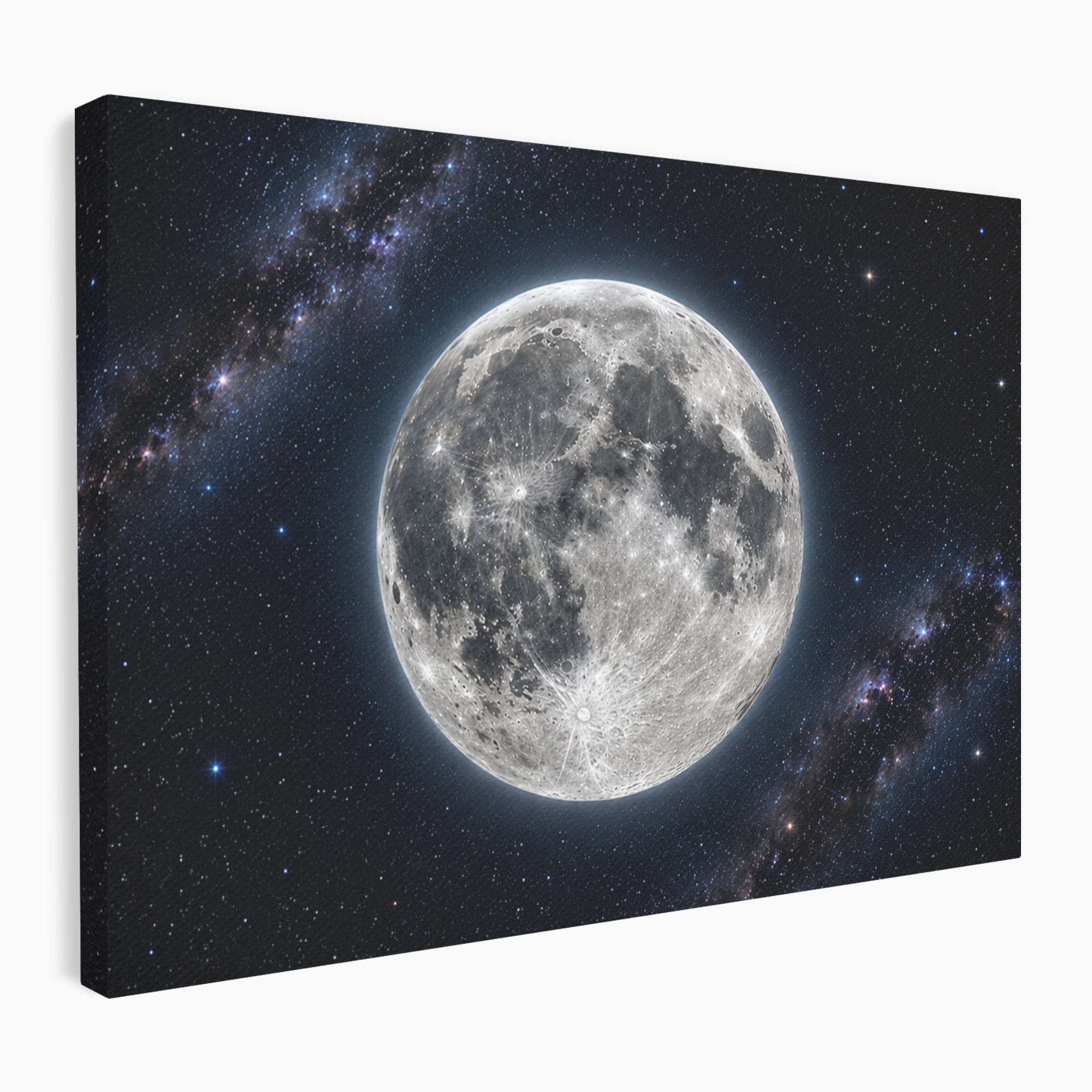 Tablou Canvas Premium LuxCanva® S1050, Luna Plina, Luna, Spatiu, Noapte, Astronomie, Dormitor, Culori Vibrante