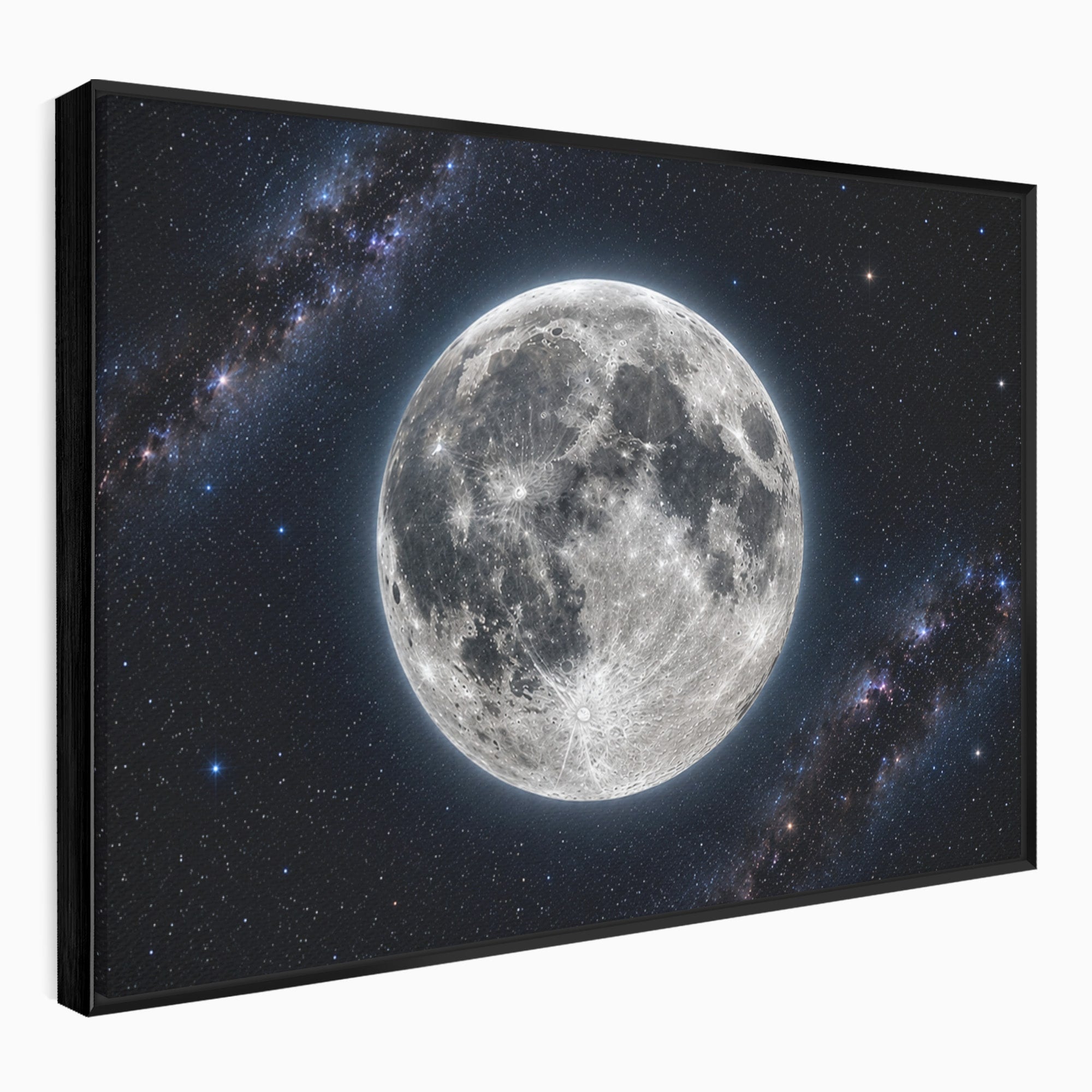 Tablou Canvas Premium LuxCanva® S1050, Luna Plina, Luna, Spatiu, Noapte, Astronomie, Dormitor, Culori Vibrante
