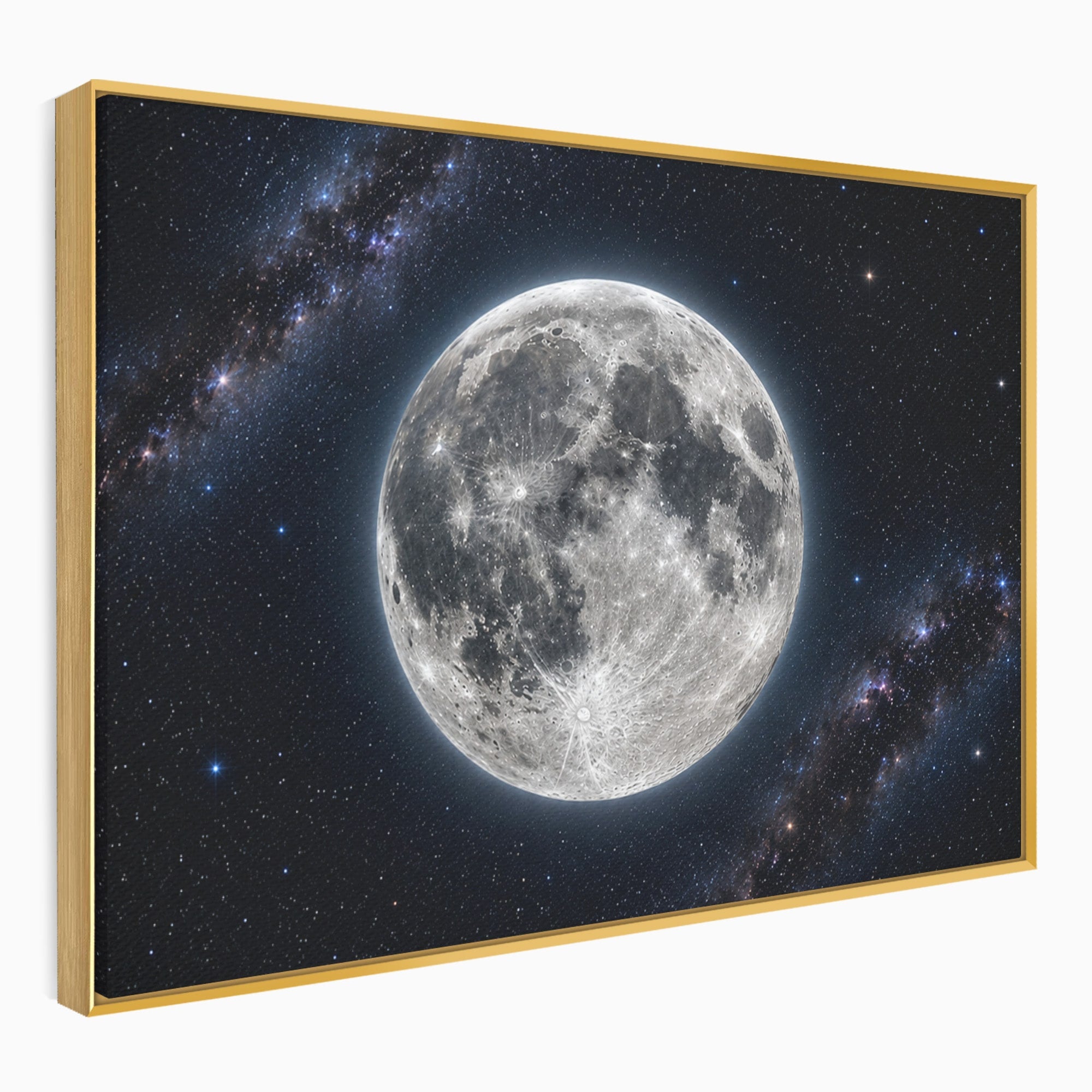 Tablou Canvas Premium LuxCanva® S1050, Luna Plina, Luna, Spatiu, Noapte, Astronomie, Dormitor, Culori Vibrante