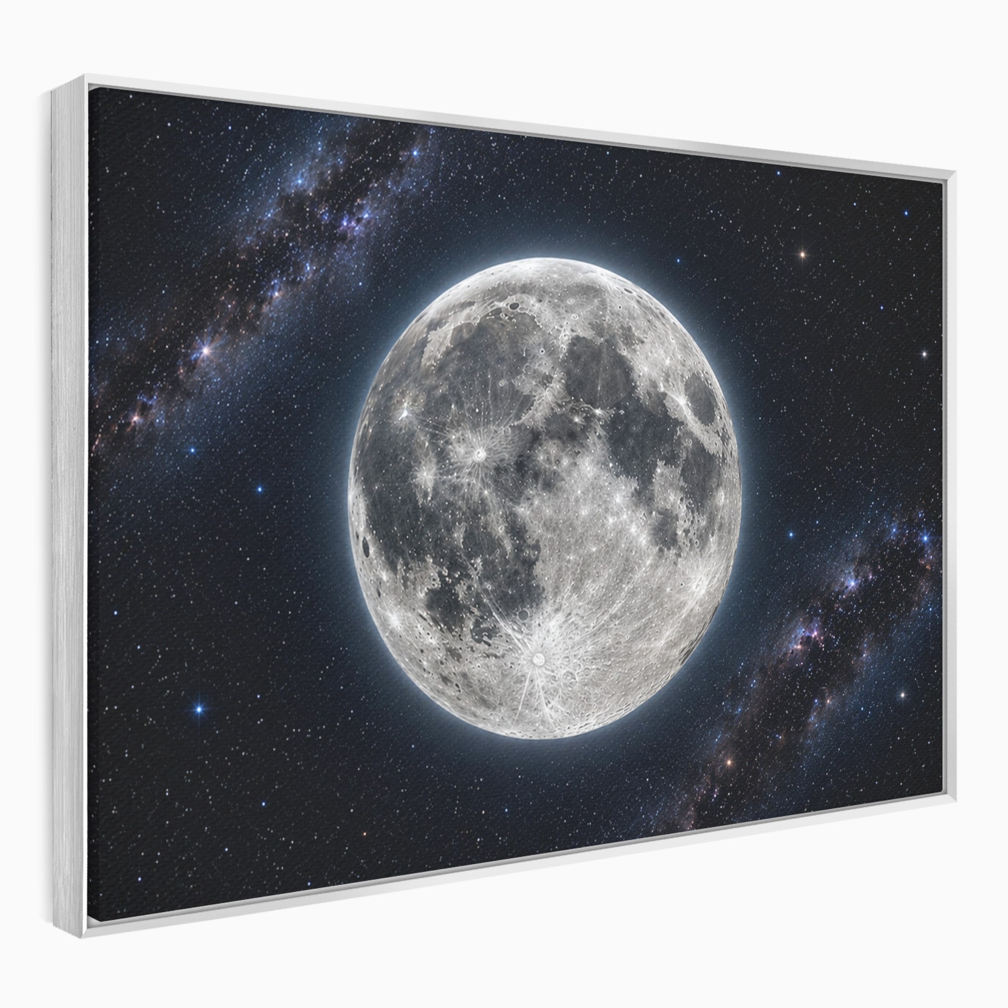 Tablou Canvas Premium LuxCanva® S1050, Luna Plina, Luna, Spatiu, Noapte, Astronomie, Dormitor, Culori Vibrante
