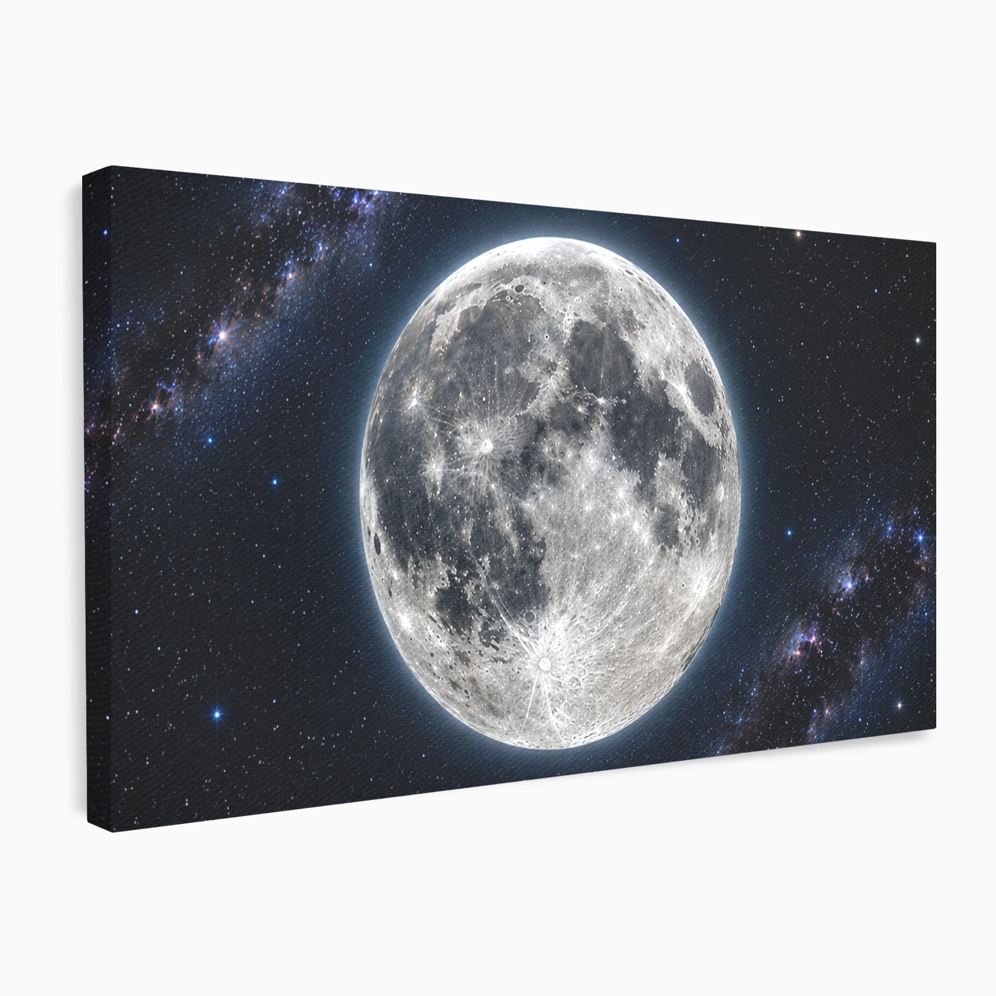 Tablou Canvas Premium LuxCanva® S1050, Luna Plina, Luna, Spatiu, Noapte, Astronomie, Dormitor, Culori Vibrante